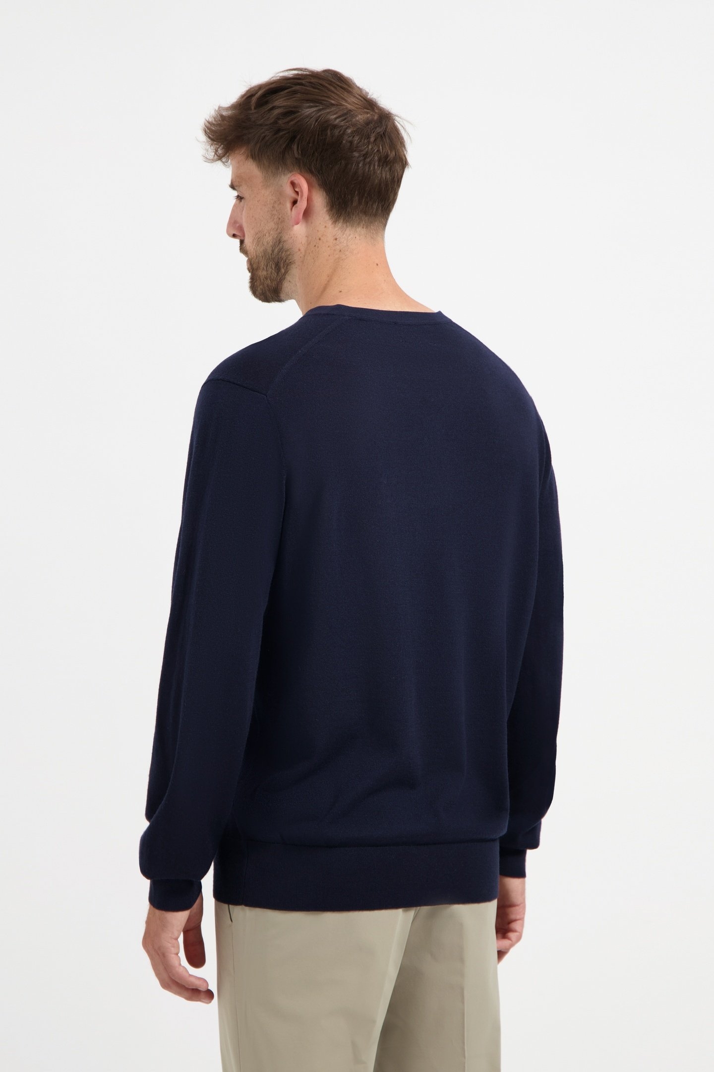 V-NECK 100% MERINO NAVY BLUE 2