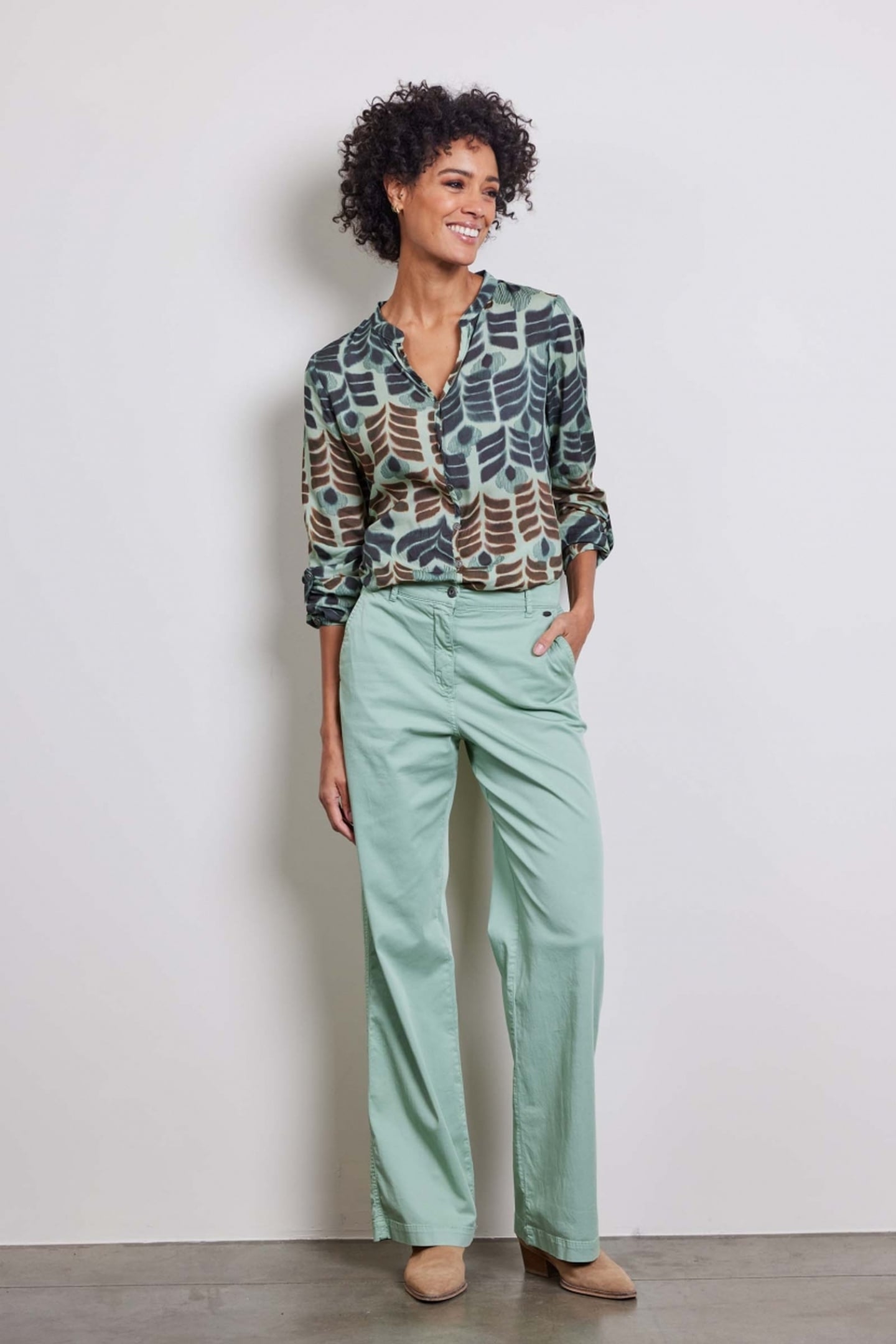 WIDE LEG PANTS ROYCE IN GRANITE GREEN 1