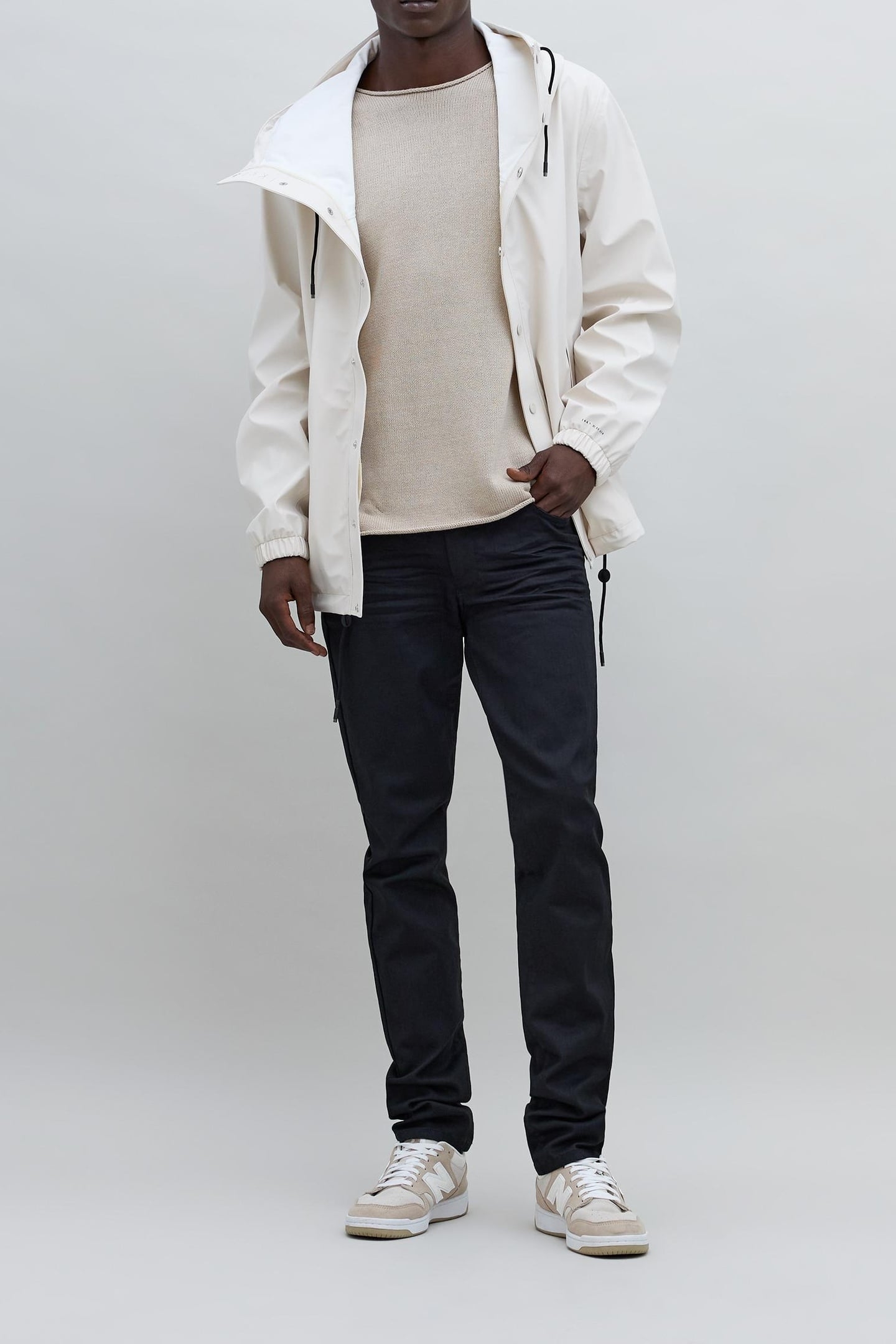 BLACK RUBBER NYLON HOODED JACKET 4