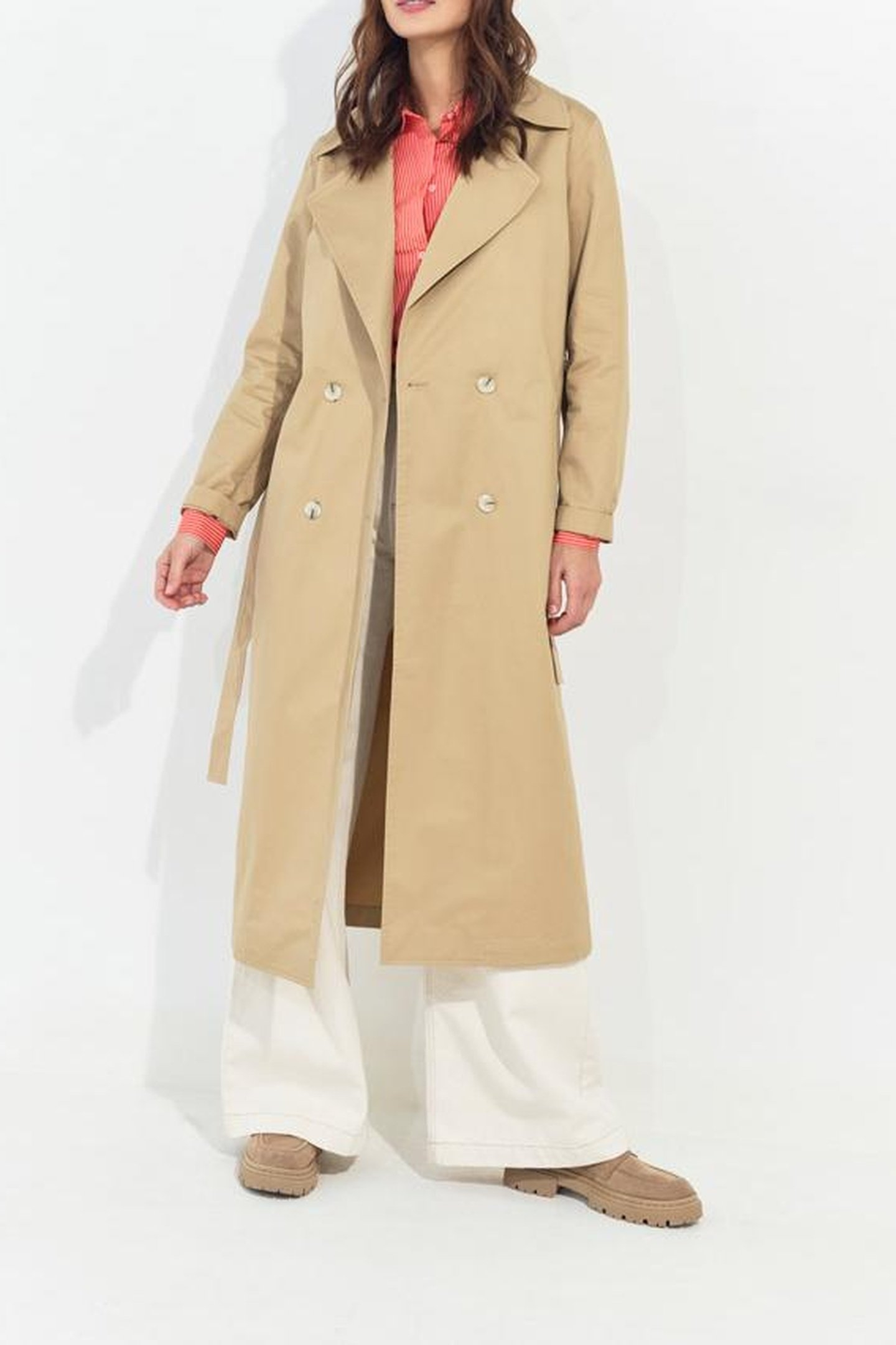 DAYLA - BEIGE ORGANIC COTTON TRENCH COAT WITH REMOVABLE HOOD 6