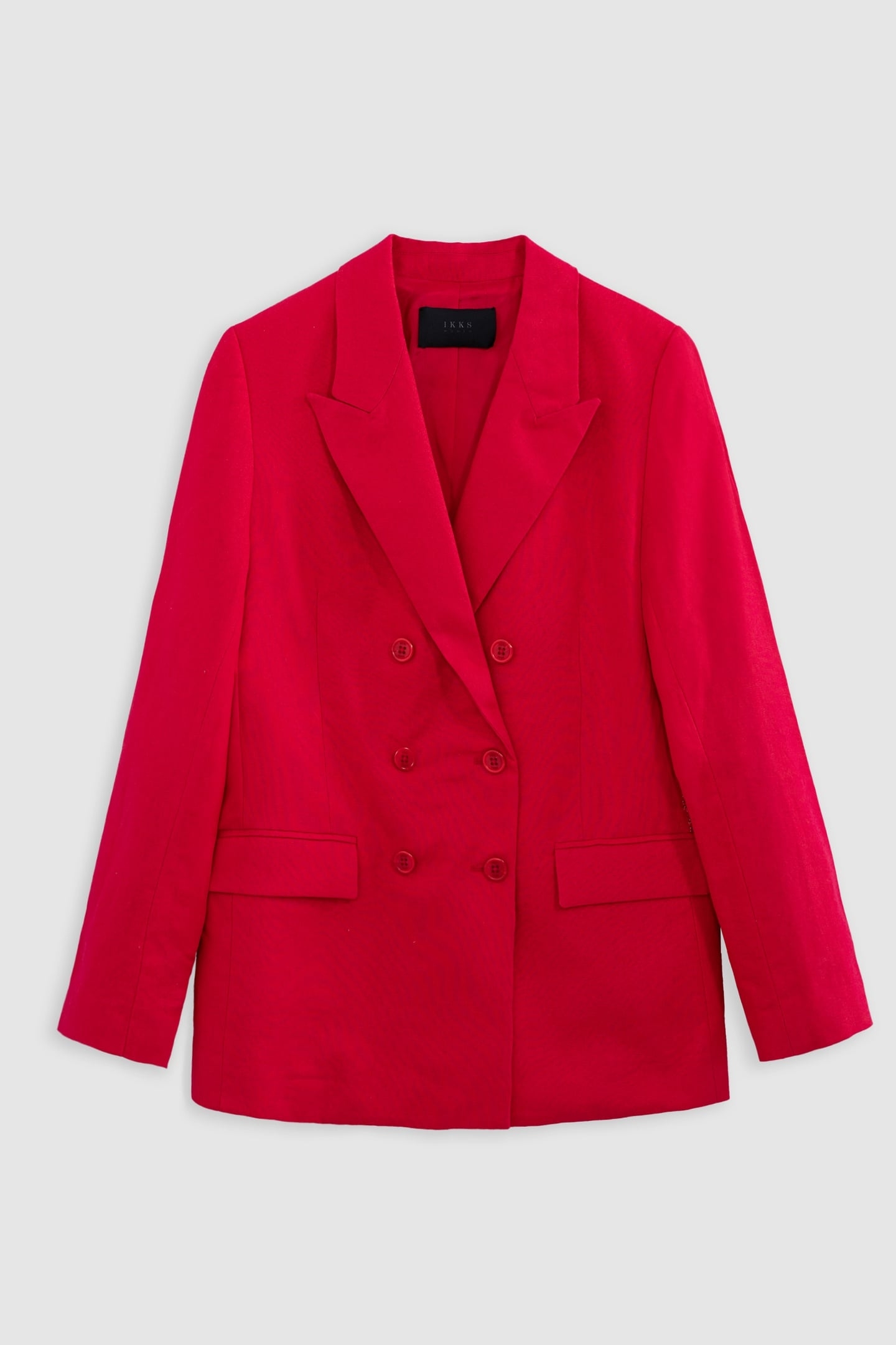 RED LINEN AND COTTON DOUBLE-BREASTED SUIT JACKET 4