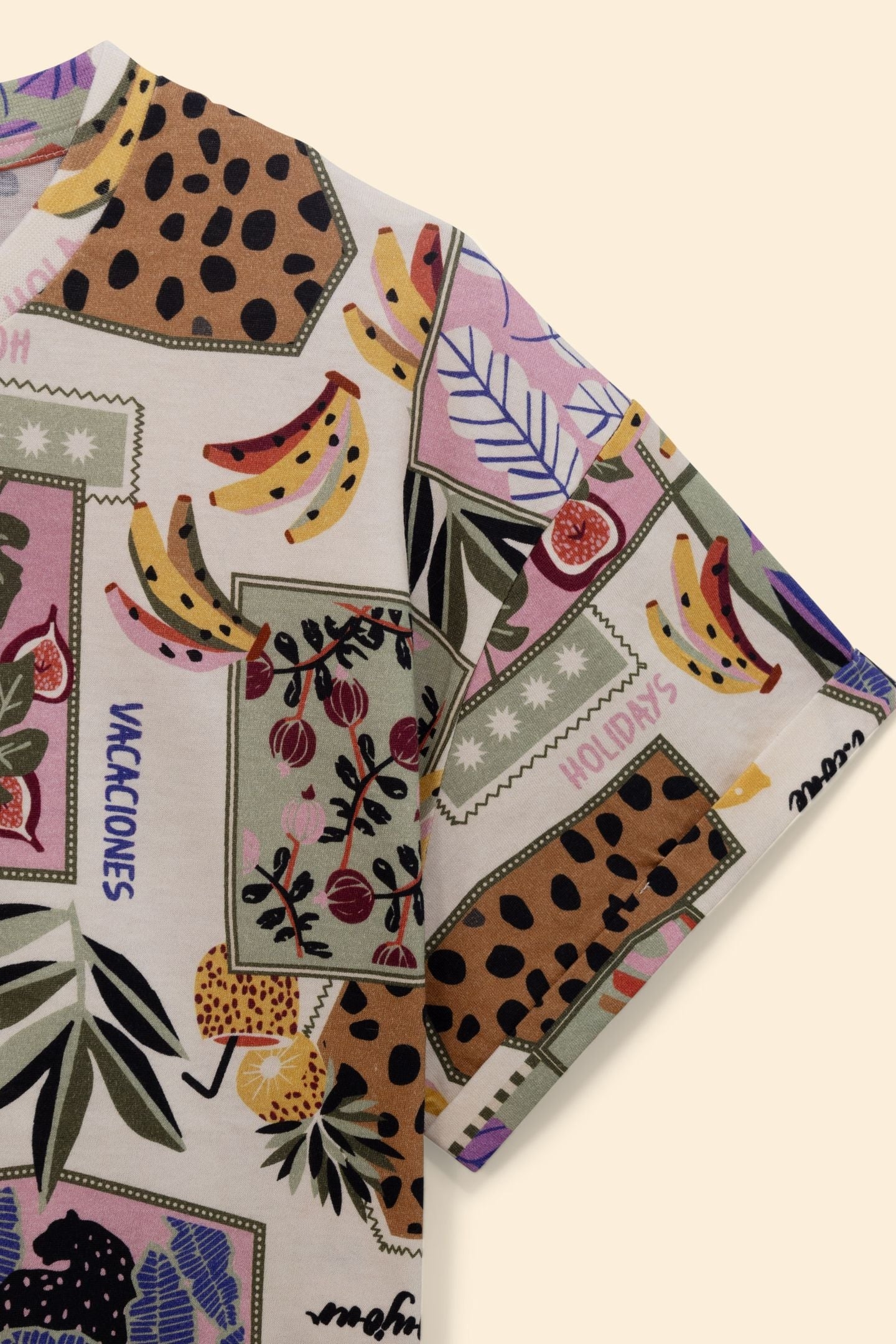 BANANA PATCHWORK PRINT T-SHIRT ECRU 7