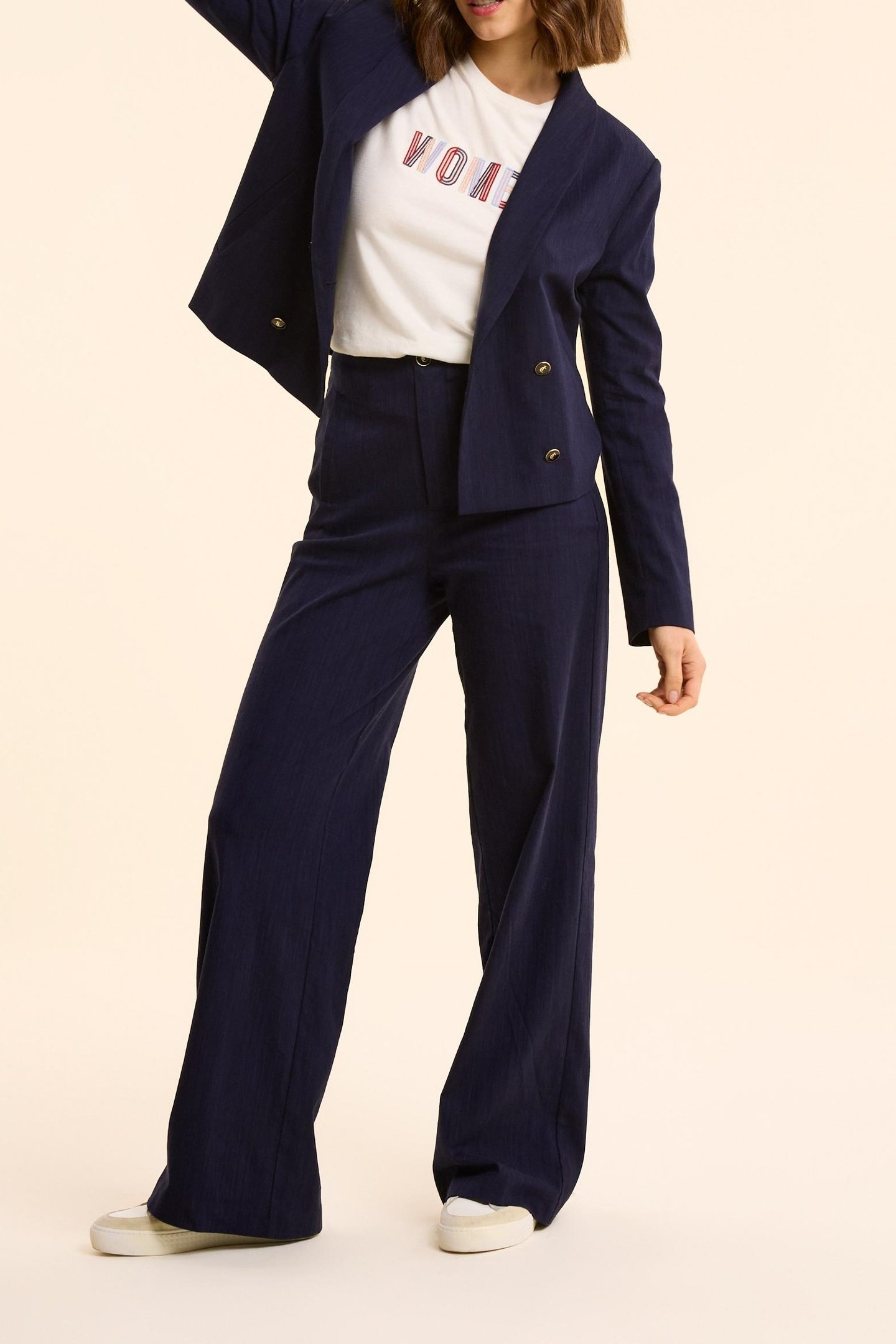 NAVY SEMI-PLAIN SUIT JACKET MARINE 2