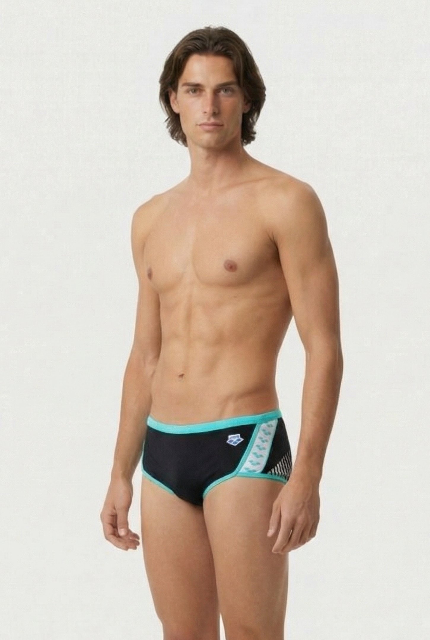 MEN'S ARENA ICONS SWIM LOW WAIST SHORT L BLACK WHITE BLUE DI 3