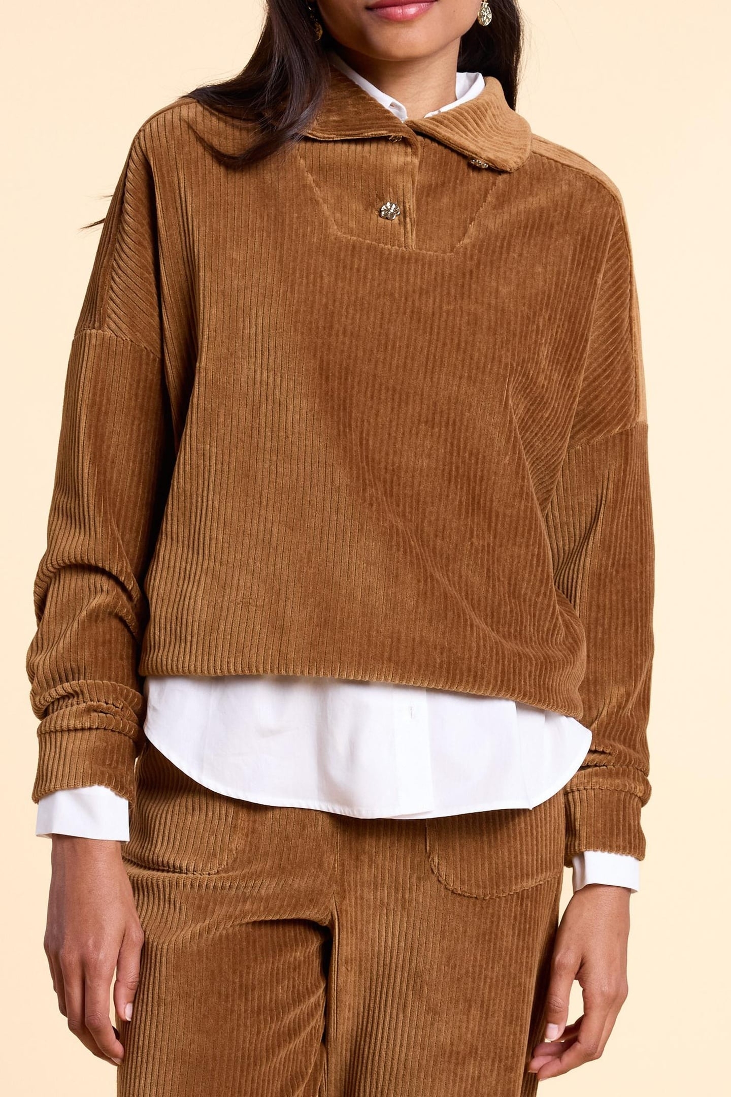 CAMEL CORDUROY SWEATER CAMEL 1