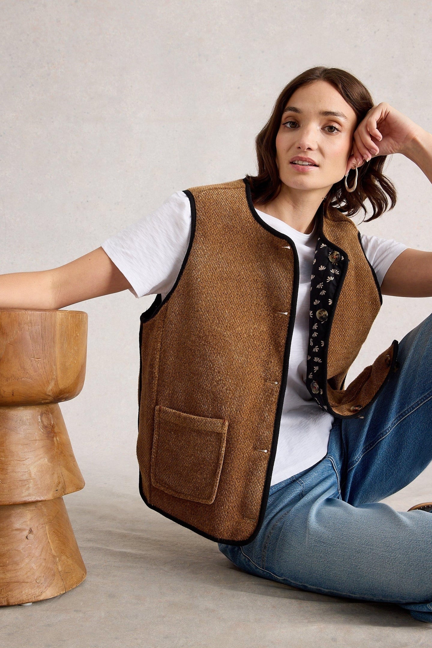 EMMA REVERSIBLE GILET BLACK MULTI 6