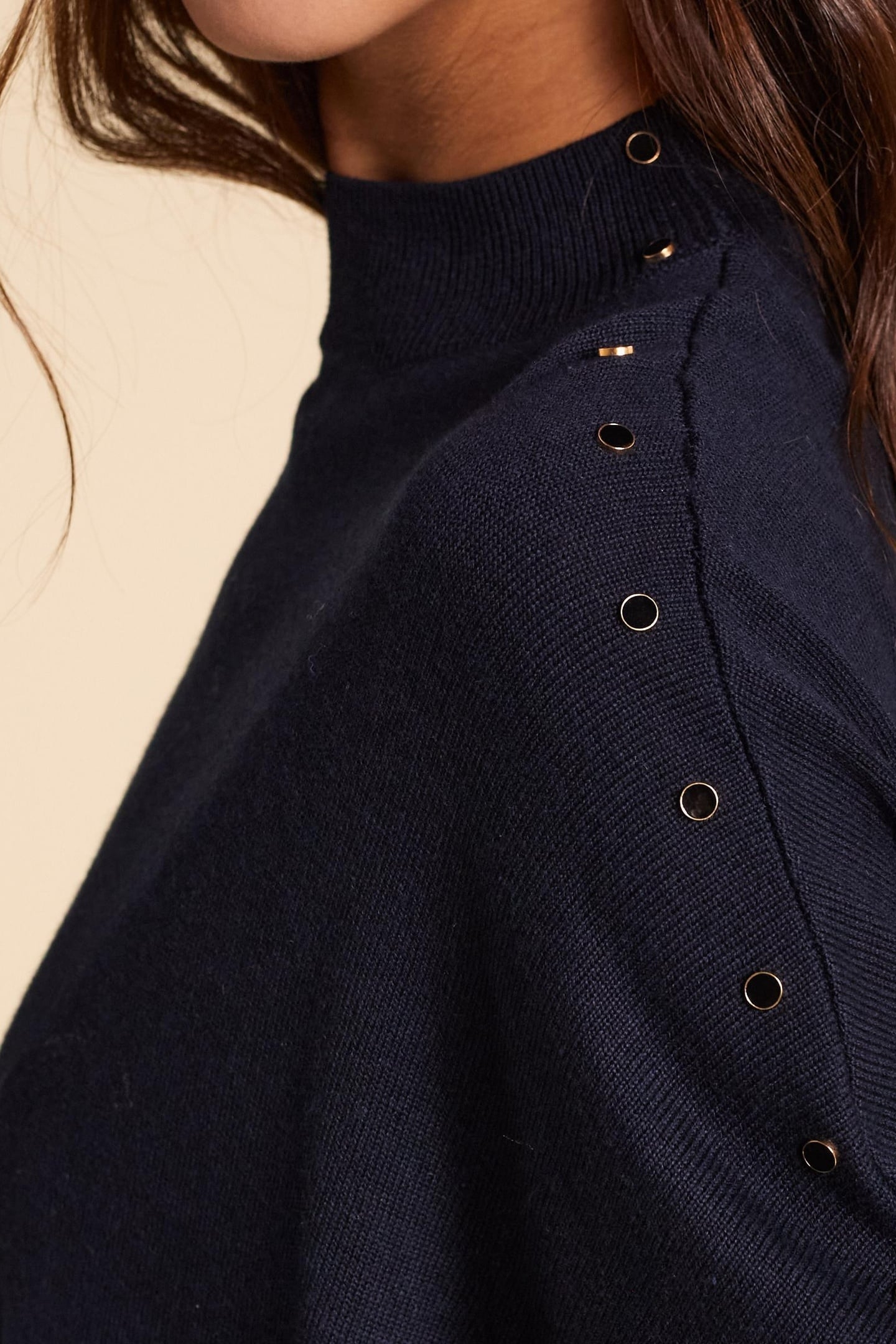 NAVY CAPE KNIT SWEATER DECORATIVE BUTTONS MARINE 6