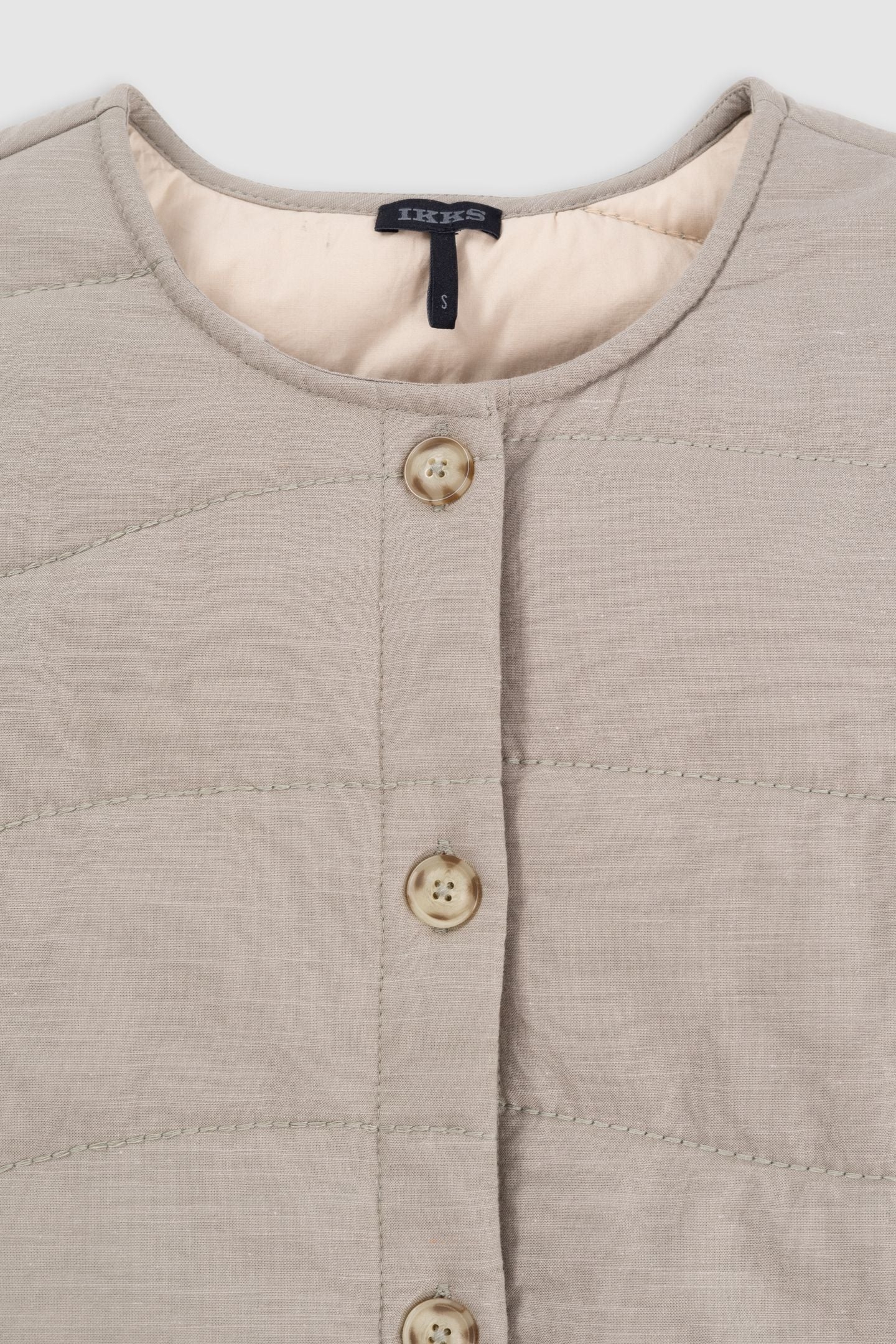 KHAKI QUILTED JACKET WITH MAXI BACK EMBROIDERY 4