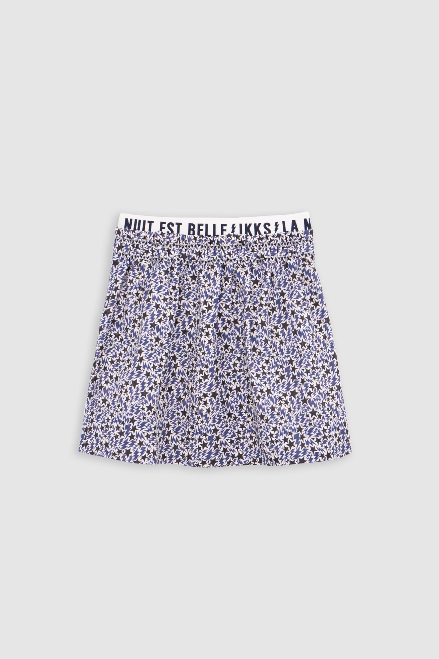 GIRL’S ECRU ORGANIC COTTON LIGHTNING-STARS PRINT SKIRT 1