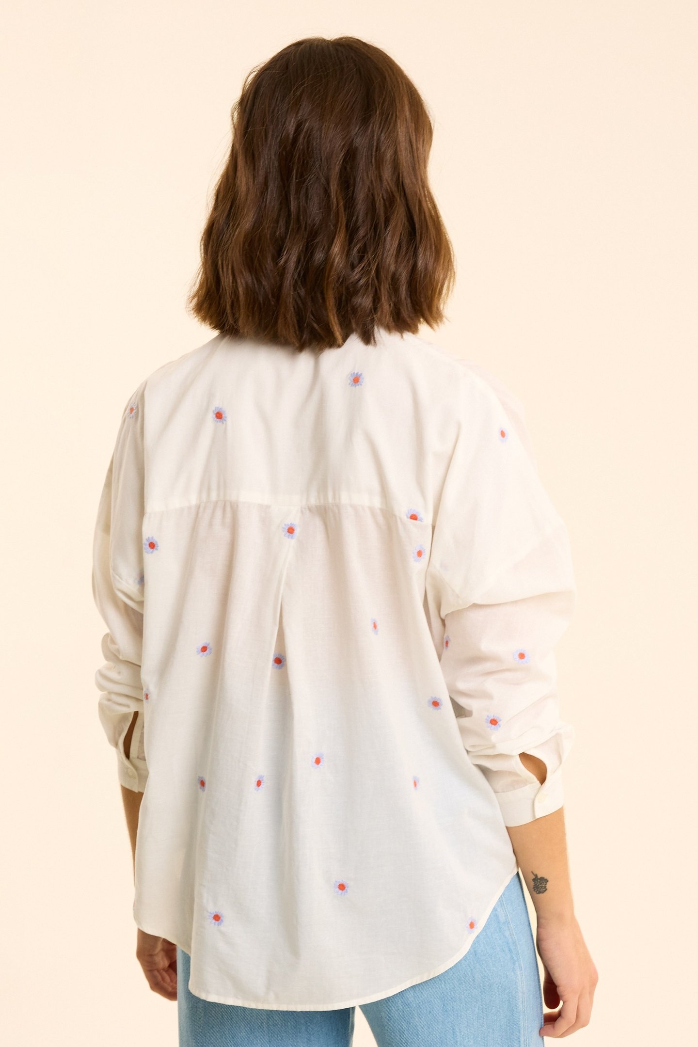 WHITE SHIRT WITH FLOWER EMBROIDERY OFF-WHITE 4