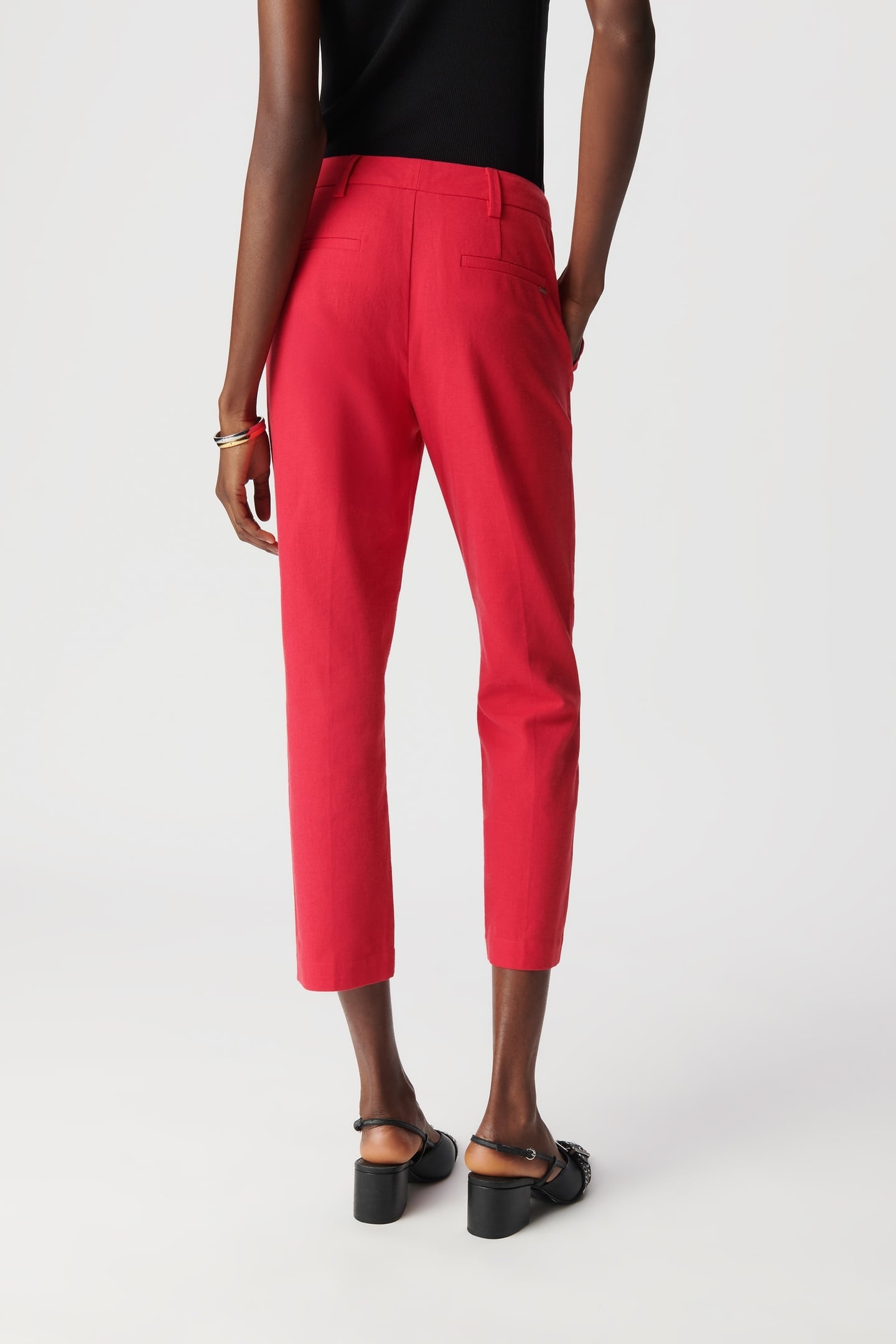 7/8TH RED LINEN AND COTTON SUIT PANTS 3