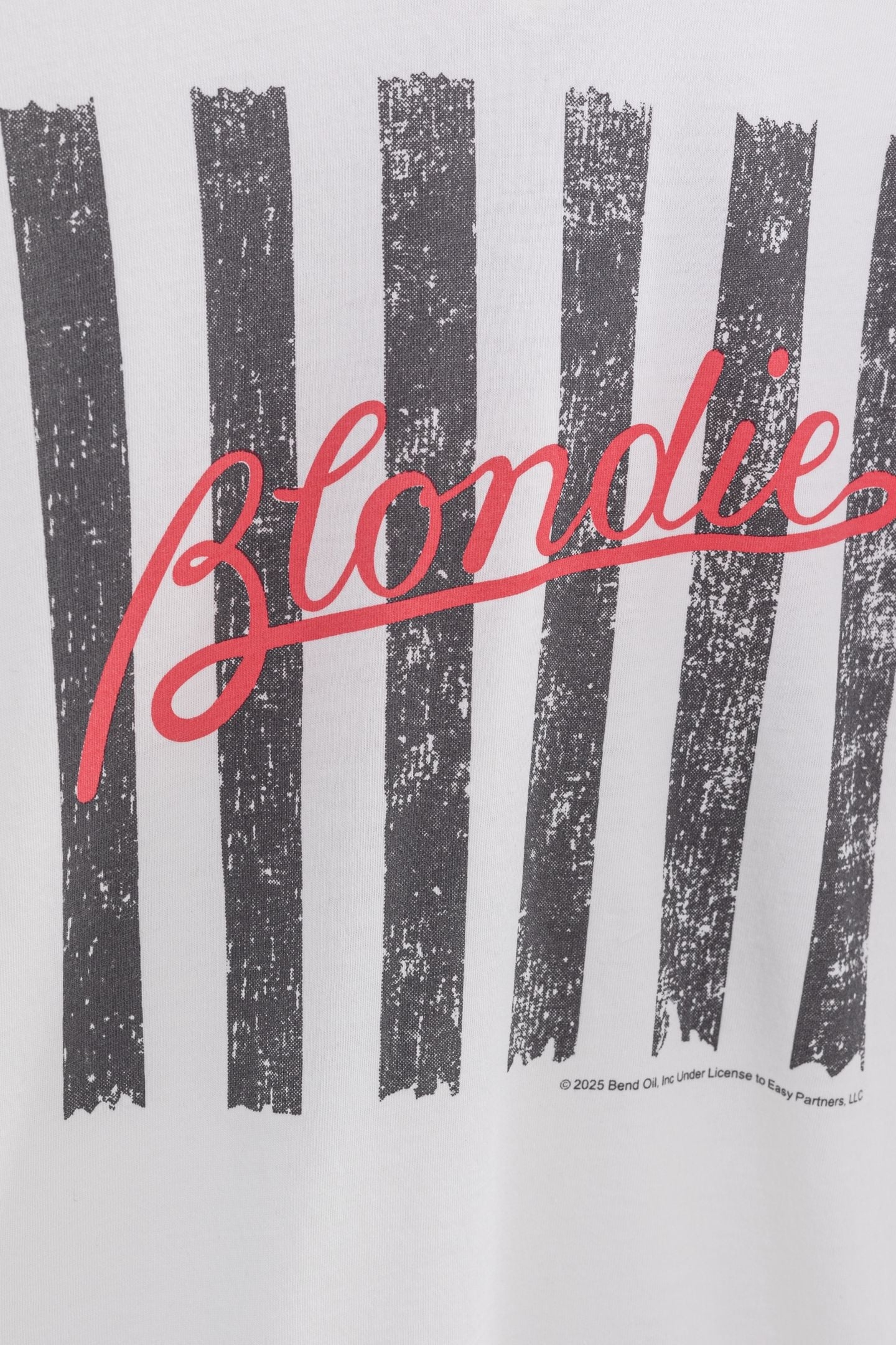 WHITE TEE-SHIRT WITH BLONDIE MESSAGE AND STRIPES 7