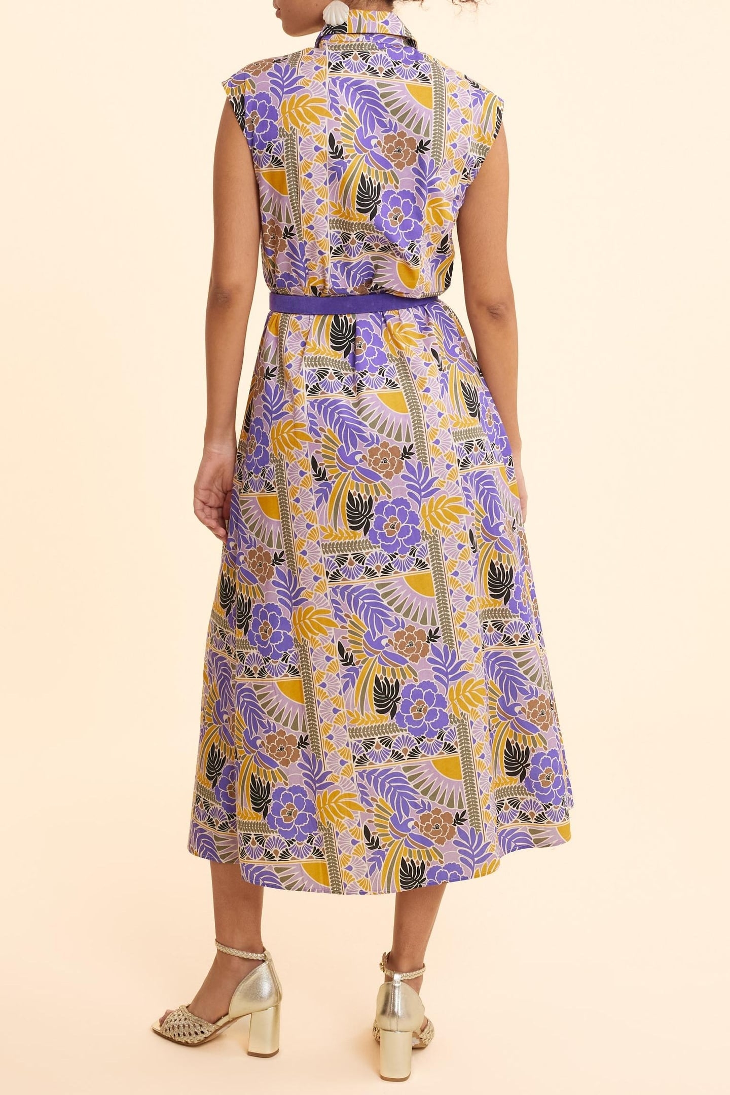 MAUVE LONG SHIRT-DRESS WITH PARROT PRINT PARMA 5