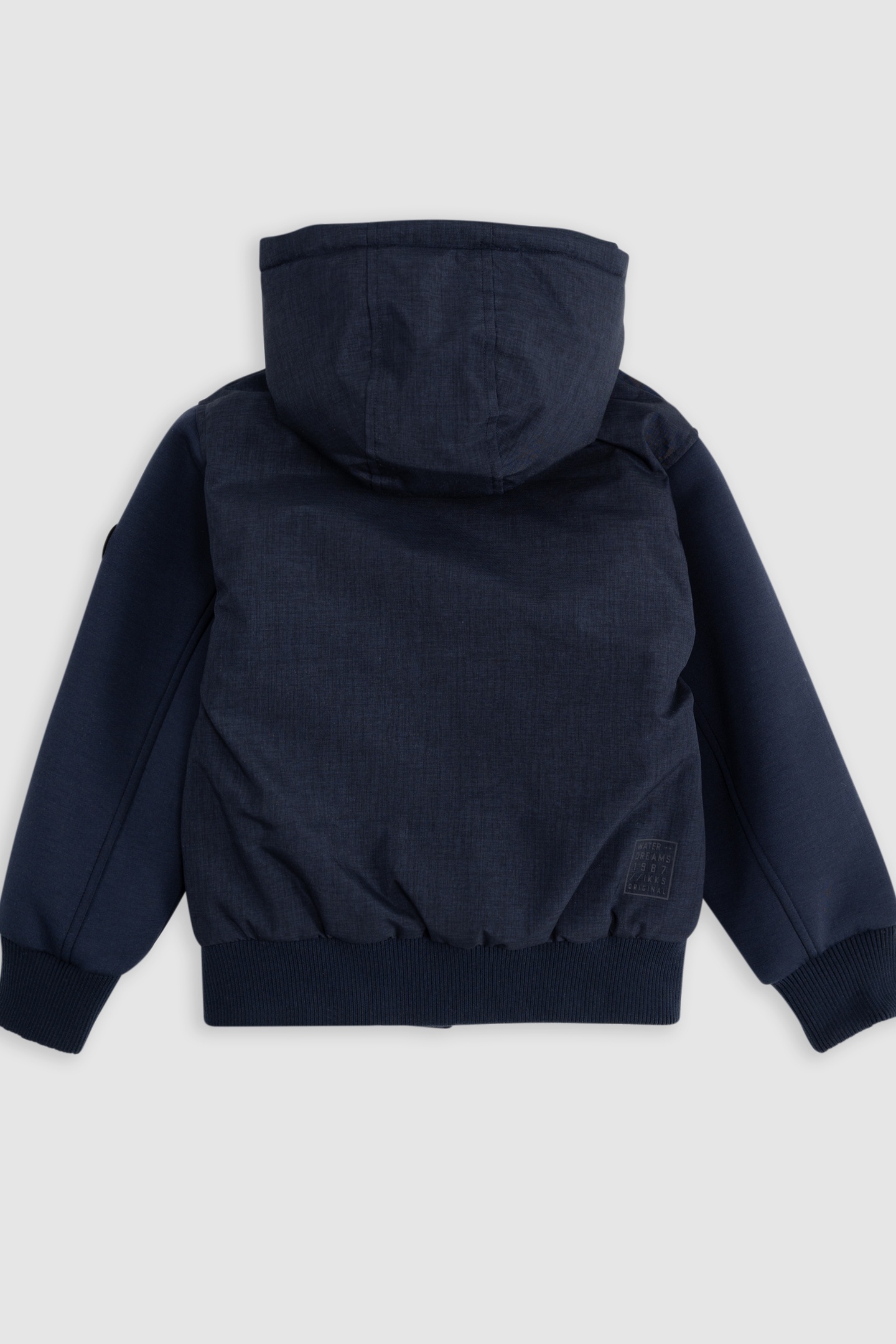 NAVY TWO-MATERIAL HOODED BOMBER 2