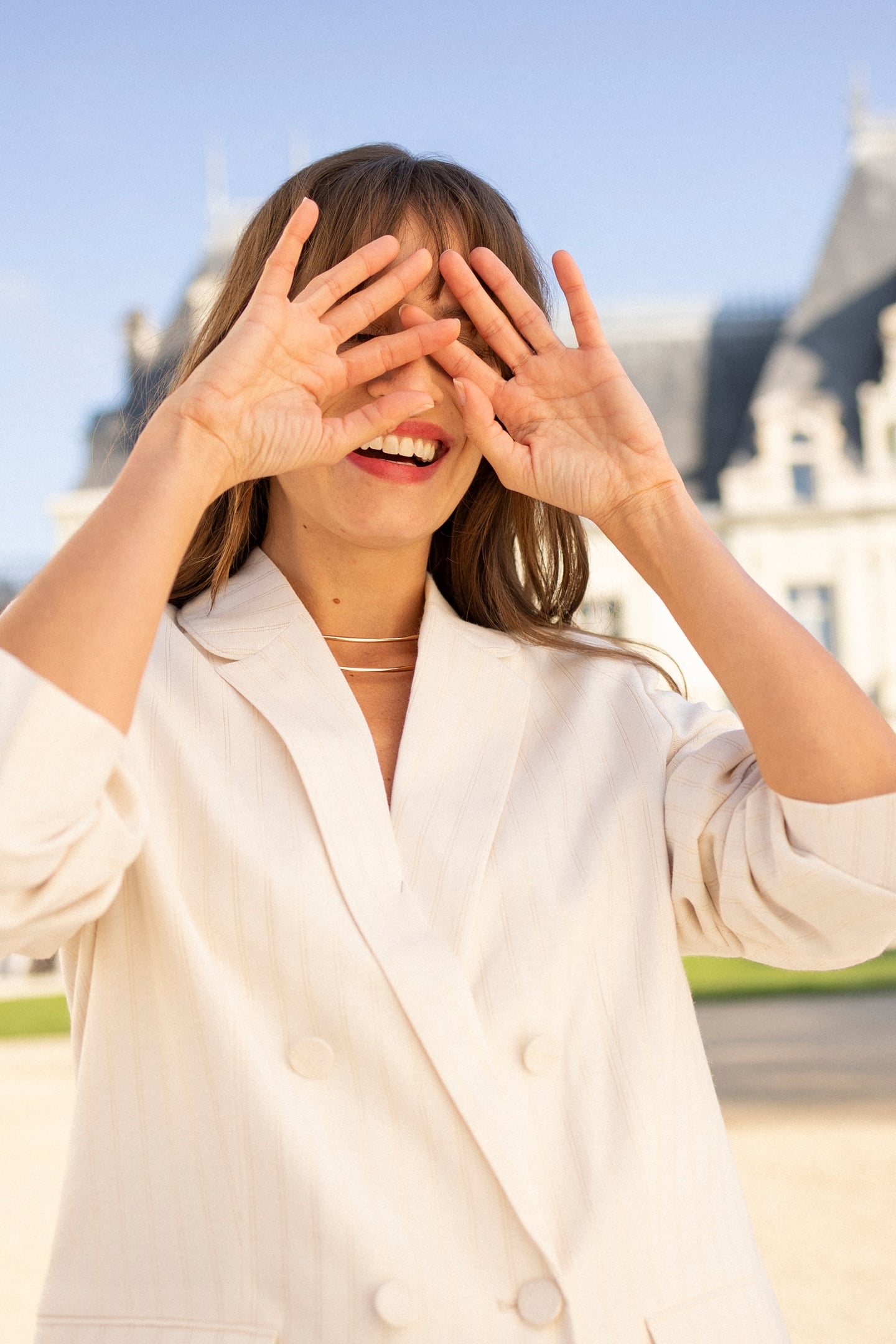 VELOUTE - ECRU SUIT JACKET WITH GOLD STRIPES 3