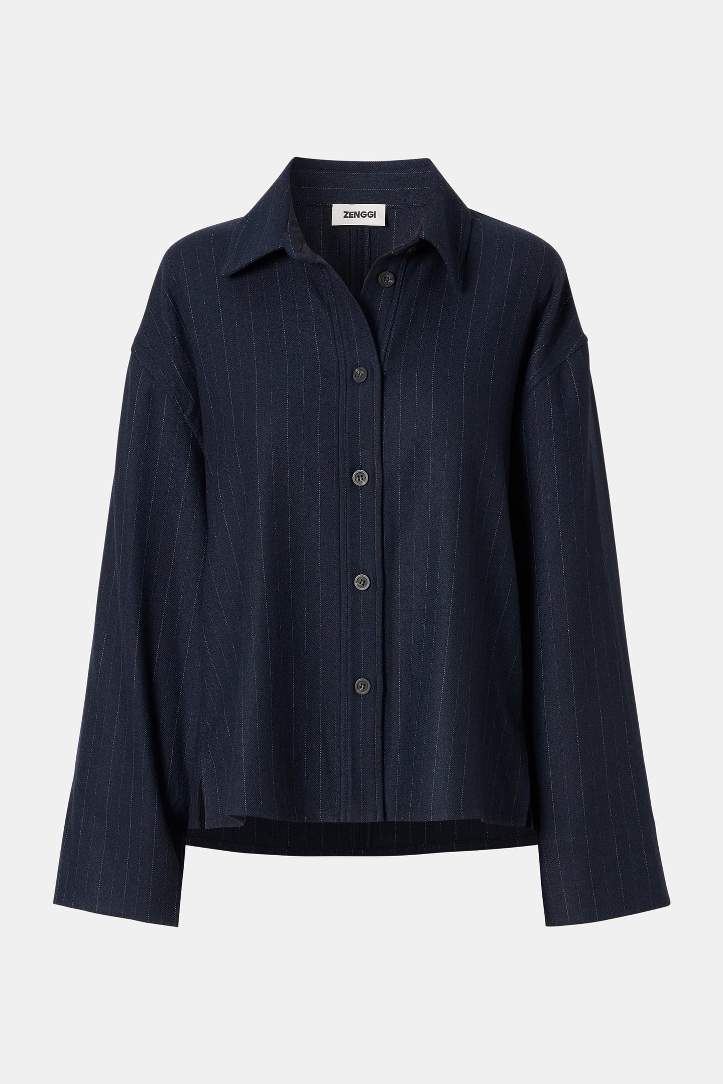 PIN STRIPE SHIRT JACKET MIDNIGHT BLUE 3