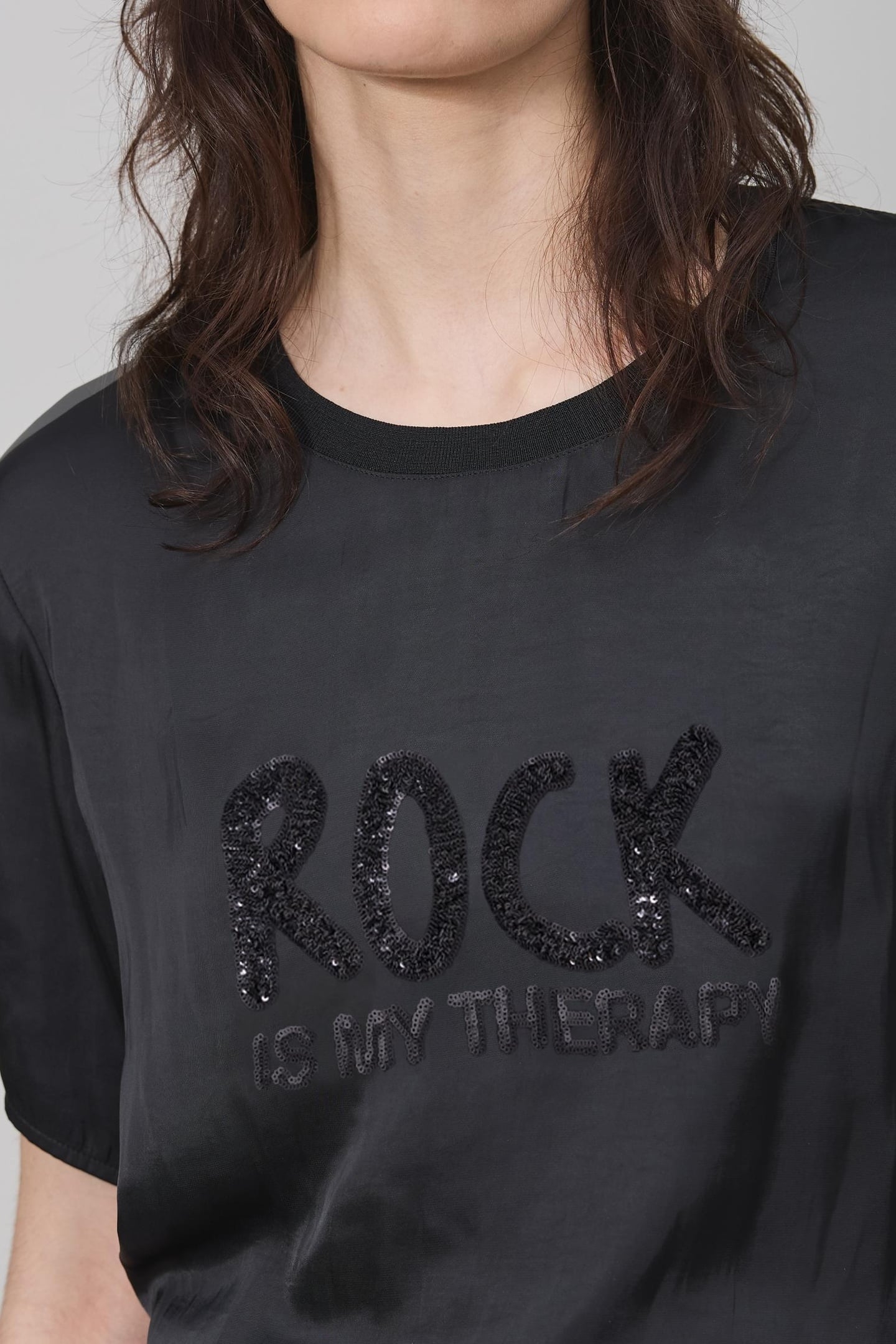 BLACK RECYCLED POLYESTER SEQUIN EMBROIDERED 7