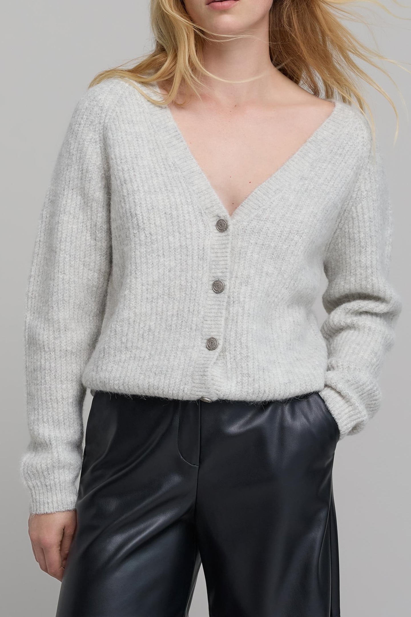 BLACK OVERSIZED KNIT CARDIGAN 4