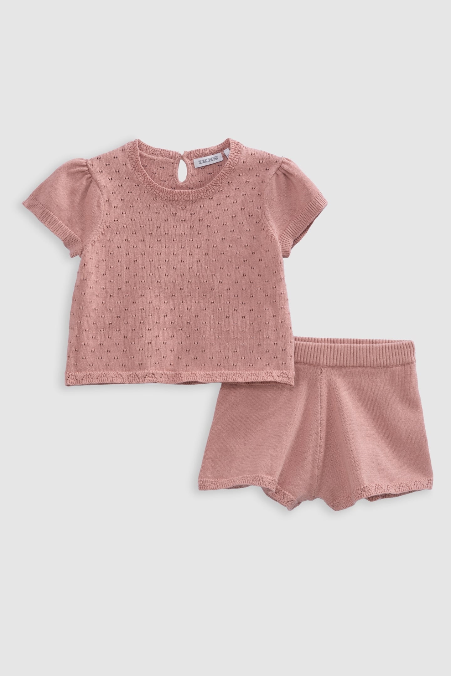 SHORTS AND PINK OPENWORK T-SHIRT SET 4