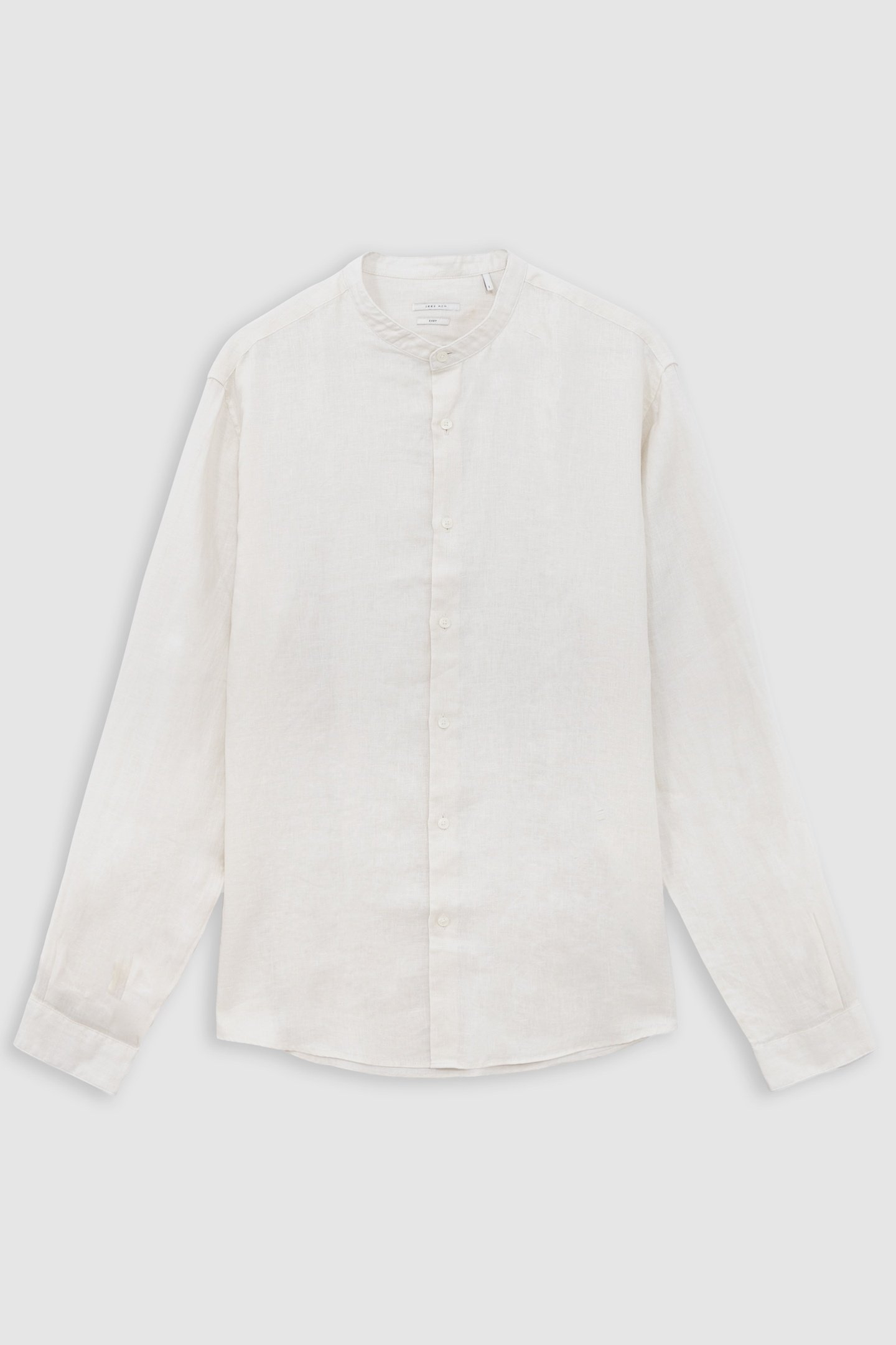 CHALK LINEN REGULAR SHIRT WITH MANDARIN COLLAR 4
