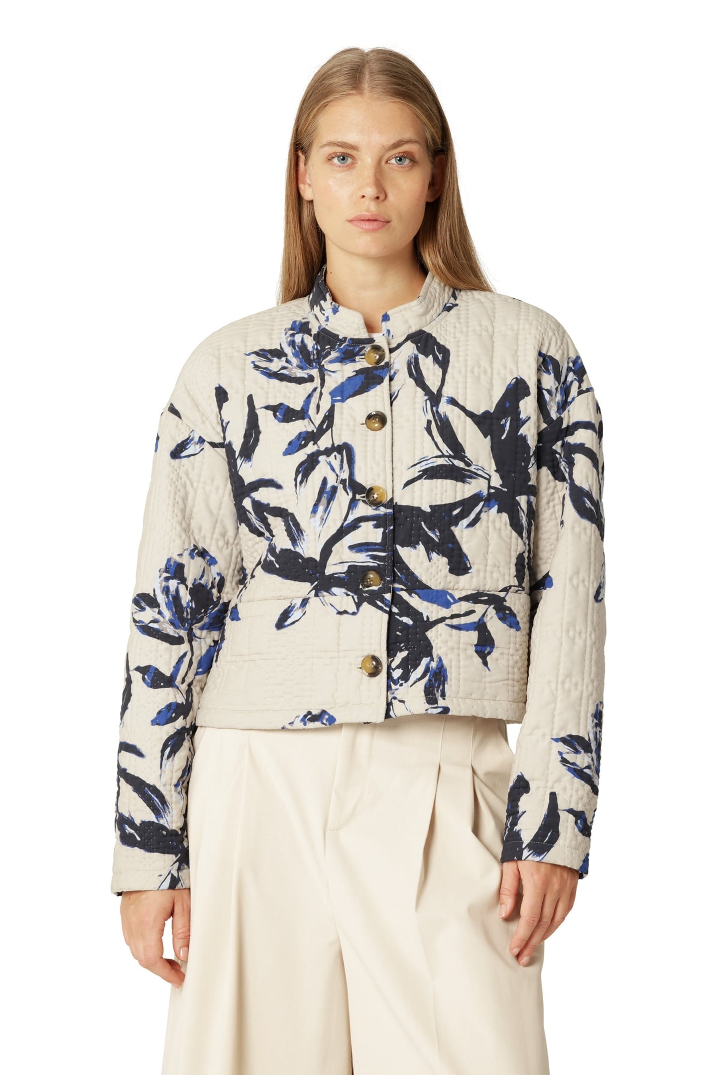 RAIN&OUTERWEAR QUILTTO01P BEIGE ARTSY STROKE FLOWER 3