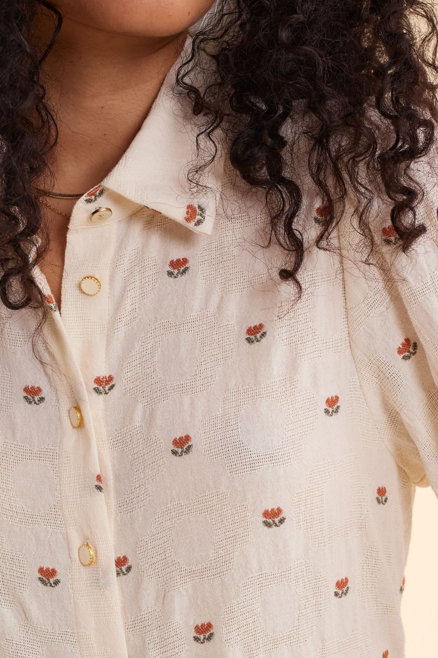 ECRU SHIRT WITH FLOWER MOTIFS ECRU 5