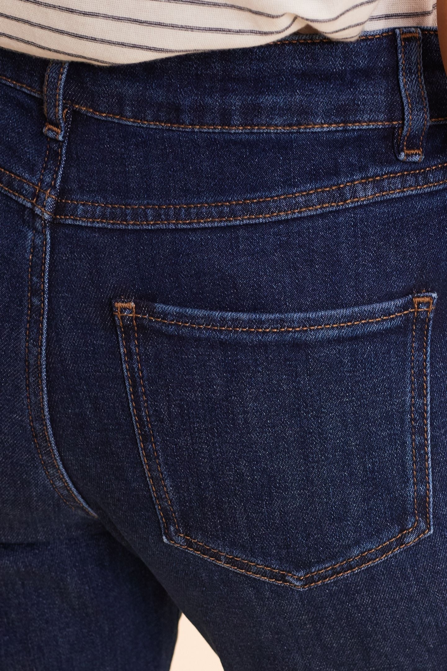 BLUE STRAIGHT JEANS WITH METAL DOUBLE HEART LOOPS DARK BLUE 7