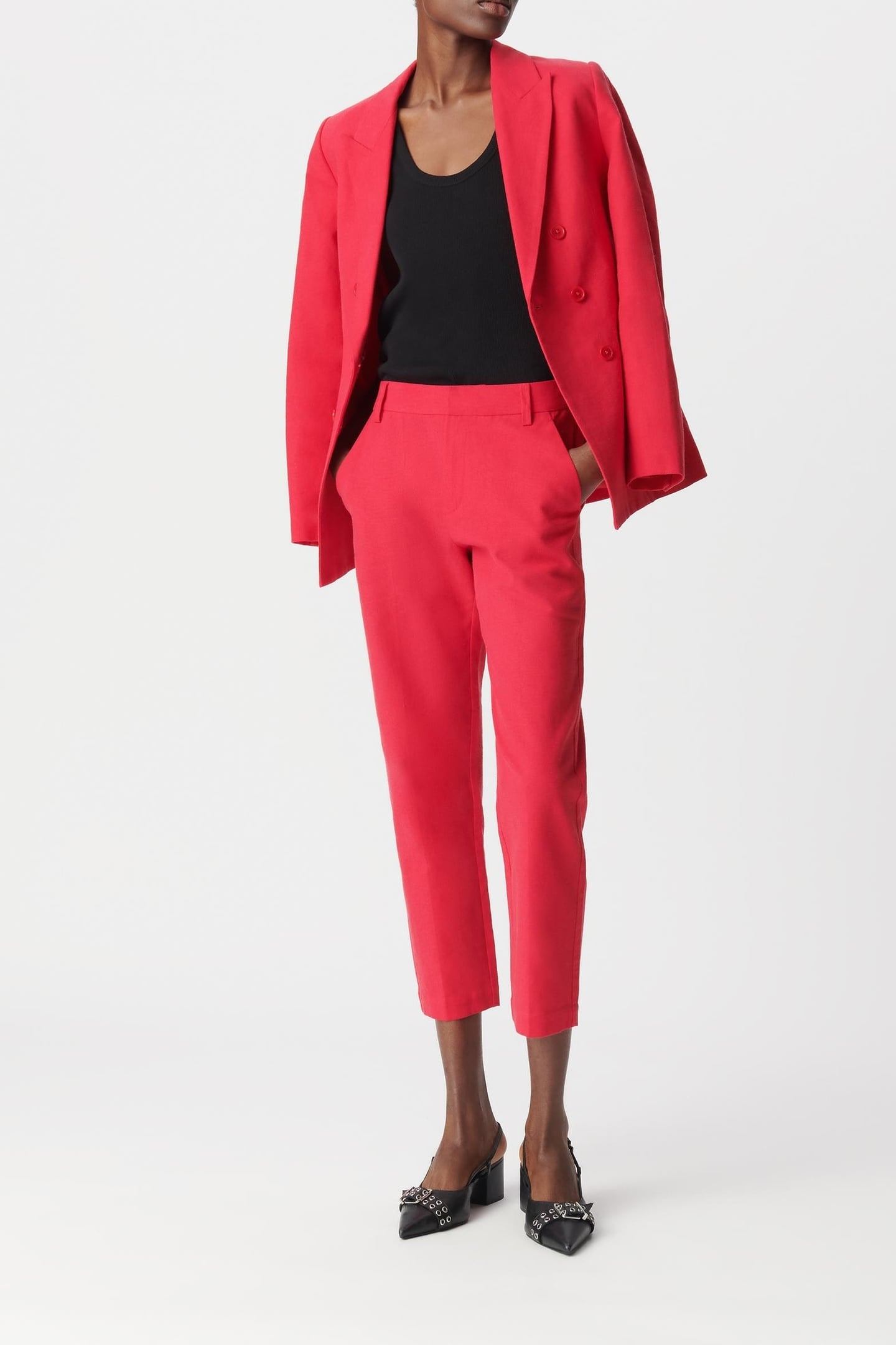 7/8TH RED LINEN AND COTTON SUIT PANTS 1