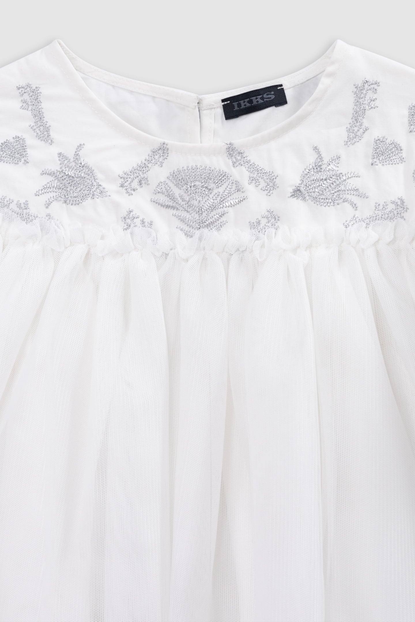 WHITE TULLE DRESS WITH SILVER EMBROIDERY 3
