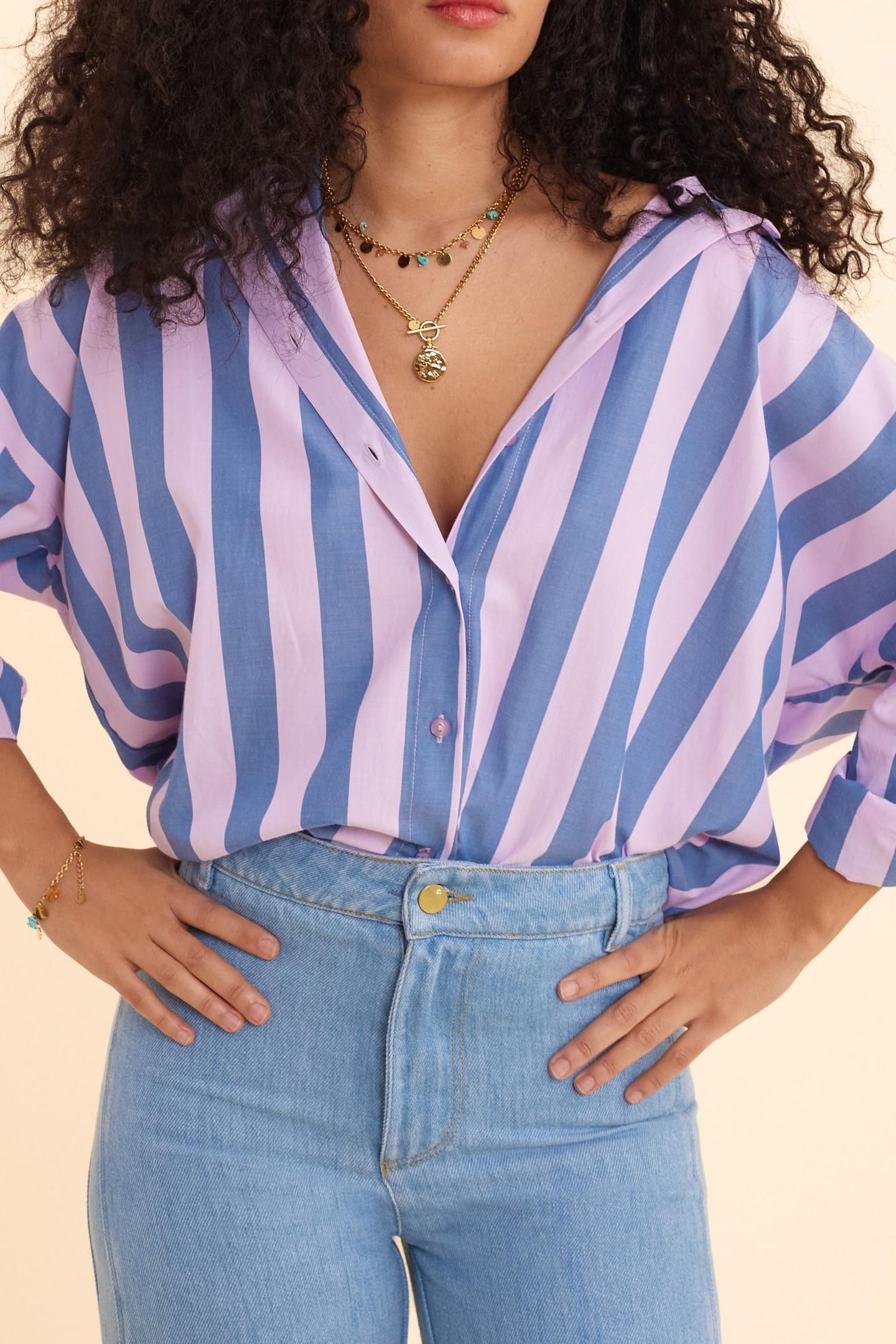 BLUE SHIRT WITH PARMA STRIPES PATTERN ELECTRIC BLUE 6