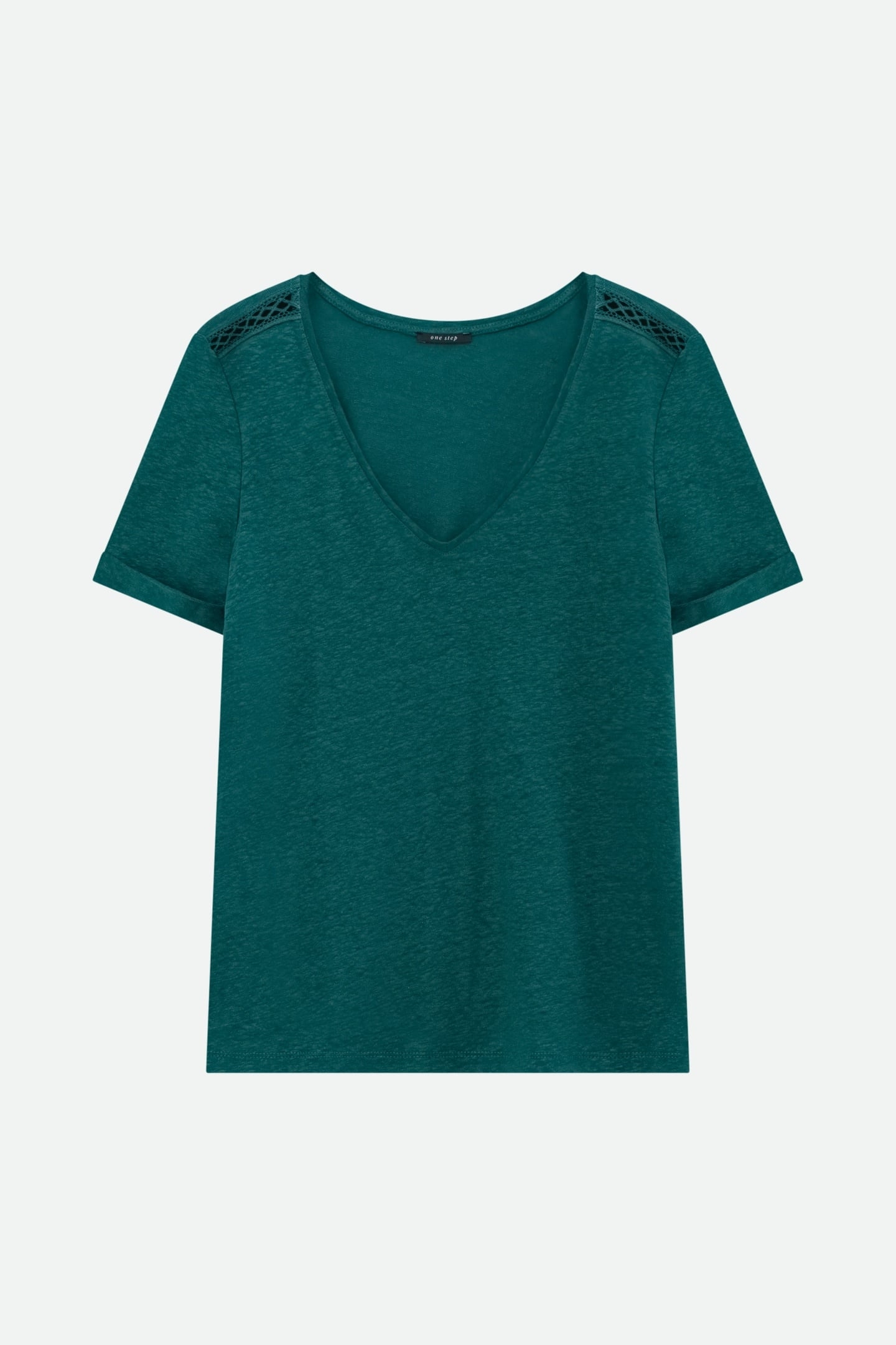 MARINGA - GREEN T-SHIRT WITH LACE DETAILS 6