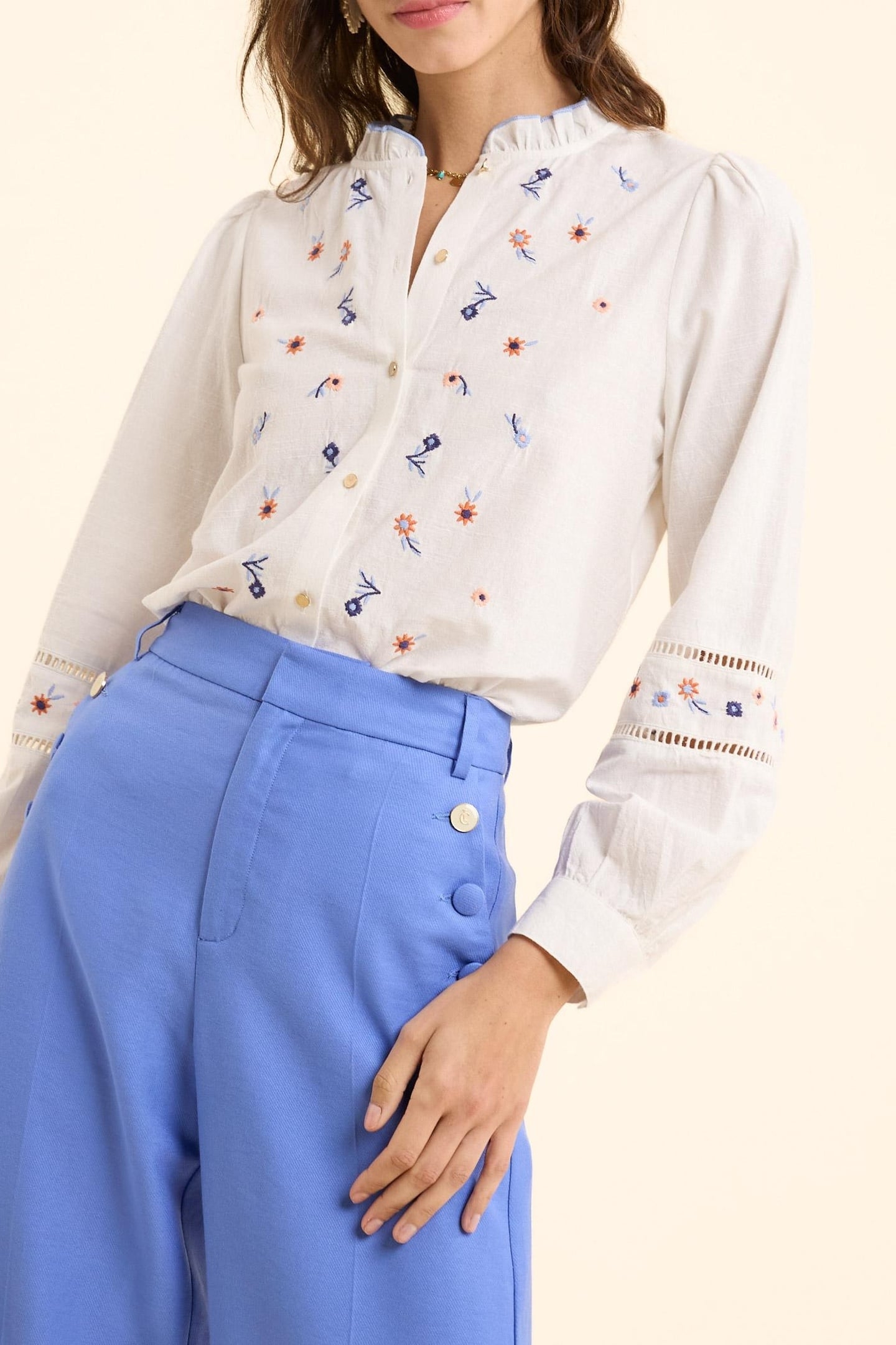 OFF-WHITE BLOUSE EMBROIDERED WITH FLOWERS MULTICO 2