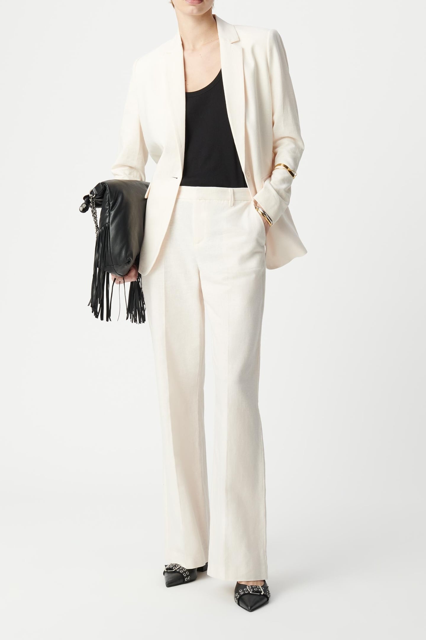 ECRU LINEN AND COTTON SUIT PANTS 1