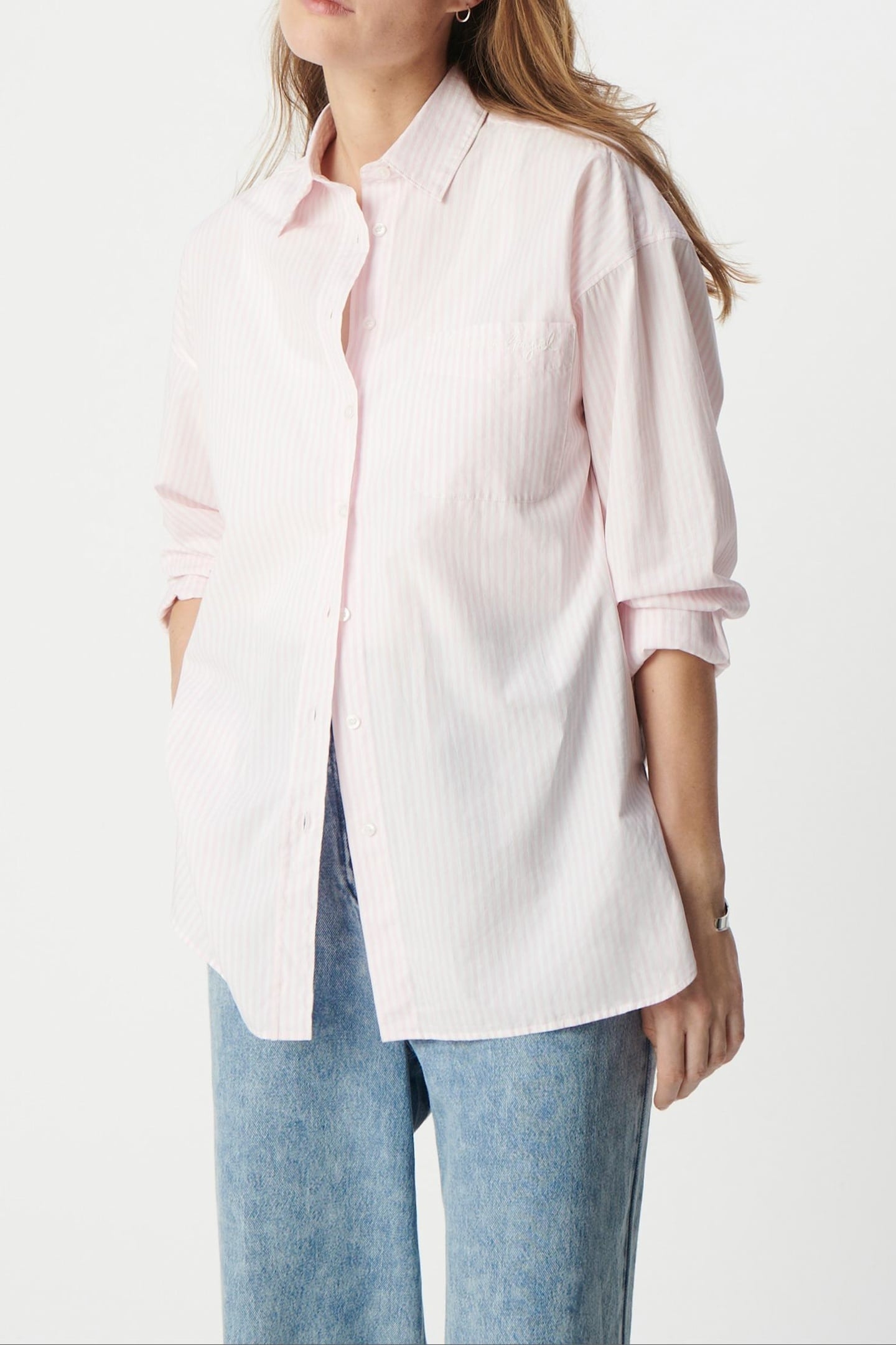 OVERSIZED PINK STRIPED ORGANIC COTTON SHIRT 2