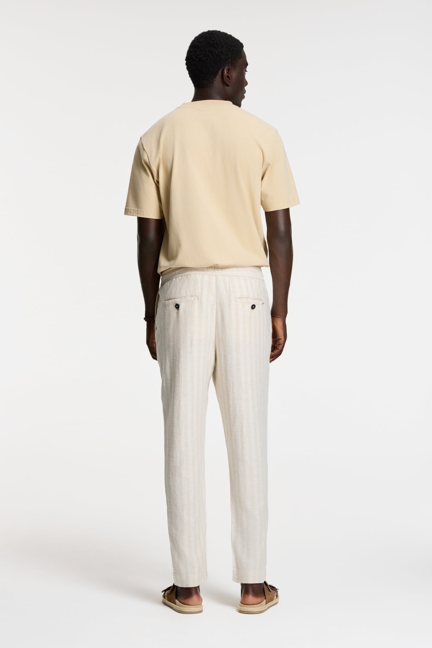 LENNY LINEN TROUSERS YARN DYE STRIPES BEIGE SAND STRIPES 3