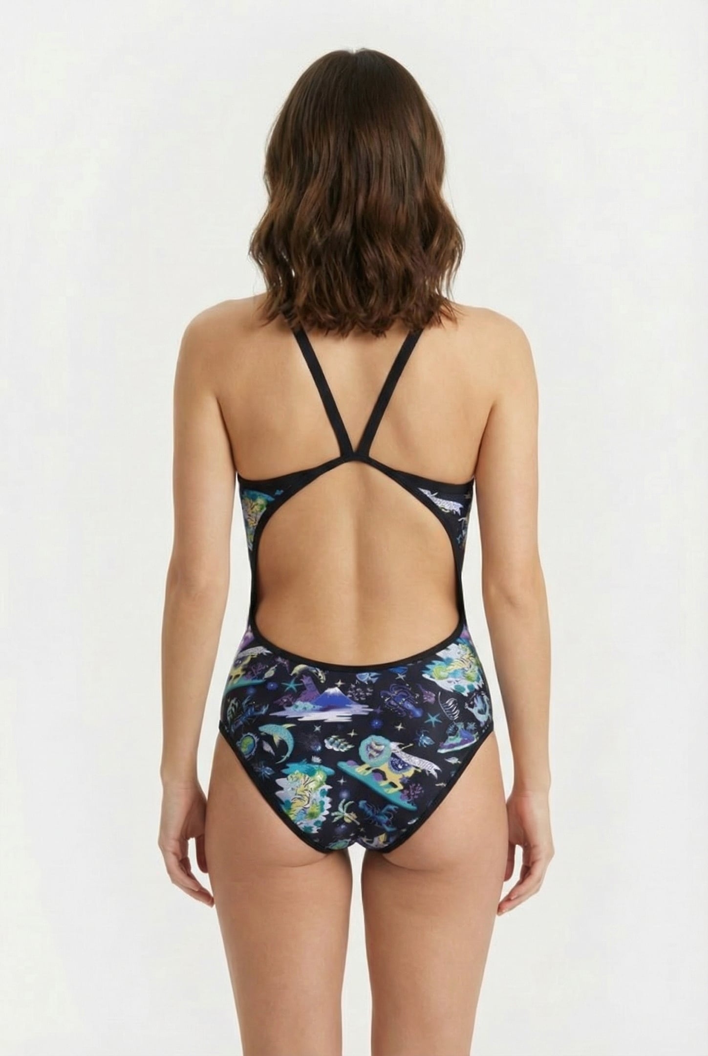 WOMEN'S ARENA FUN PLANET SWIMSUIT SUPER BLACK MULTI BLACK 2