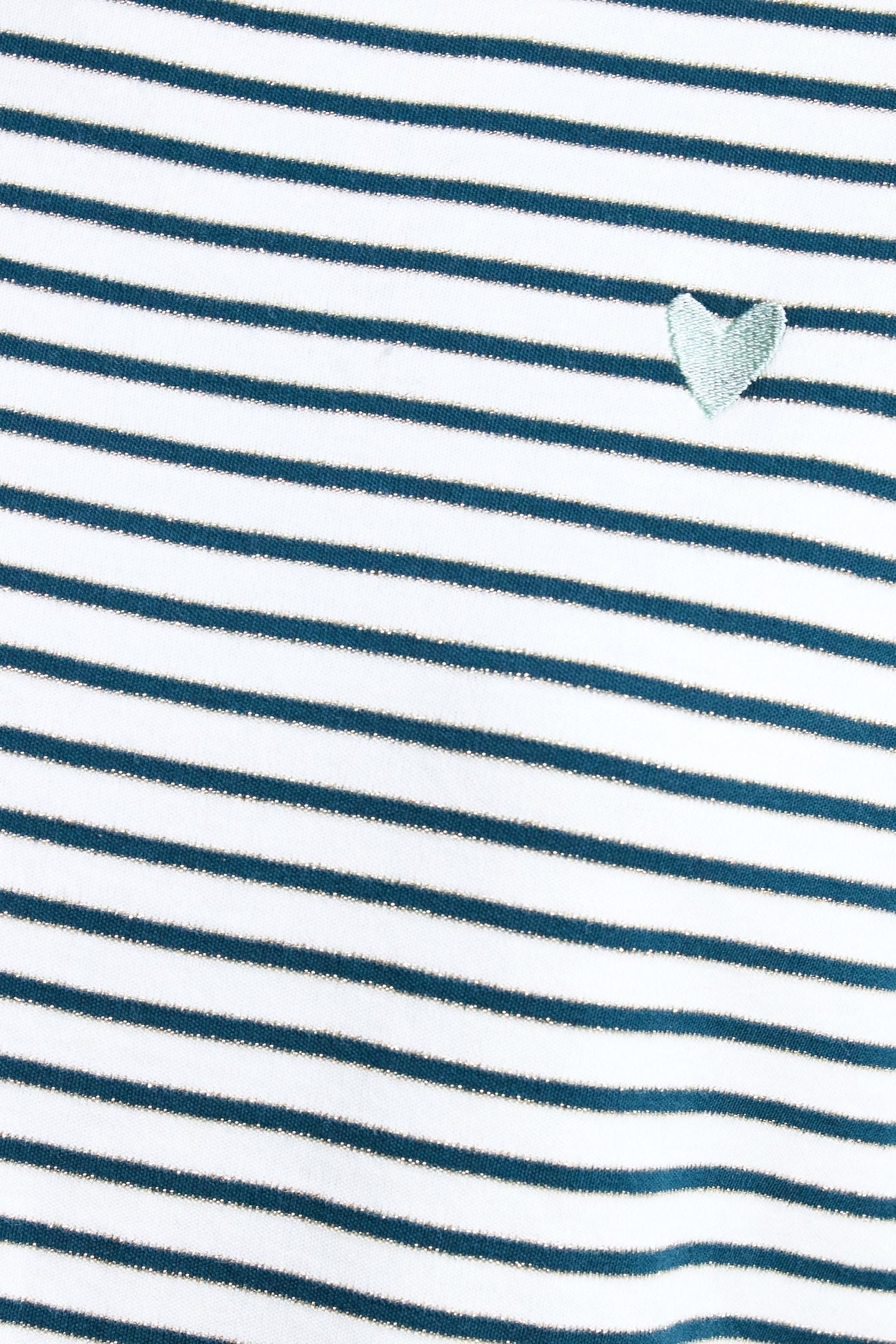 ECRU, NAVY, GOLD STRIPED T-SHIRT, EMBROIDERED HEART ECRU 8