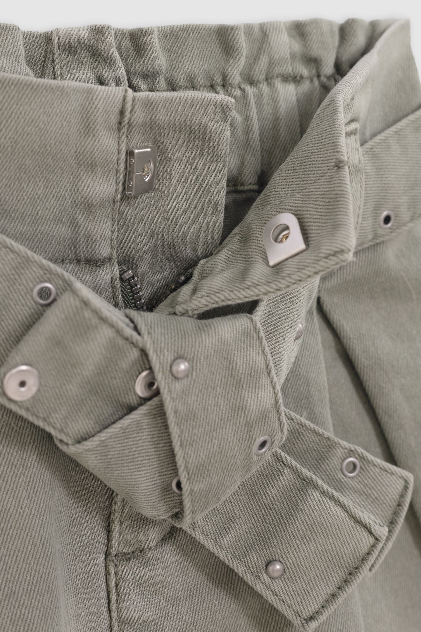 KHAKI DENIM SHORTS WITH STUDDED BELT AND EYELETS 5