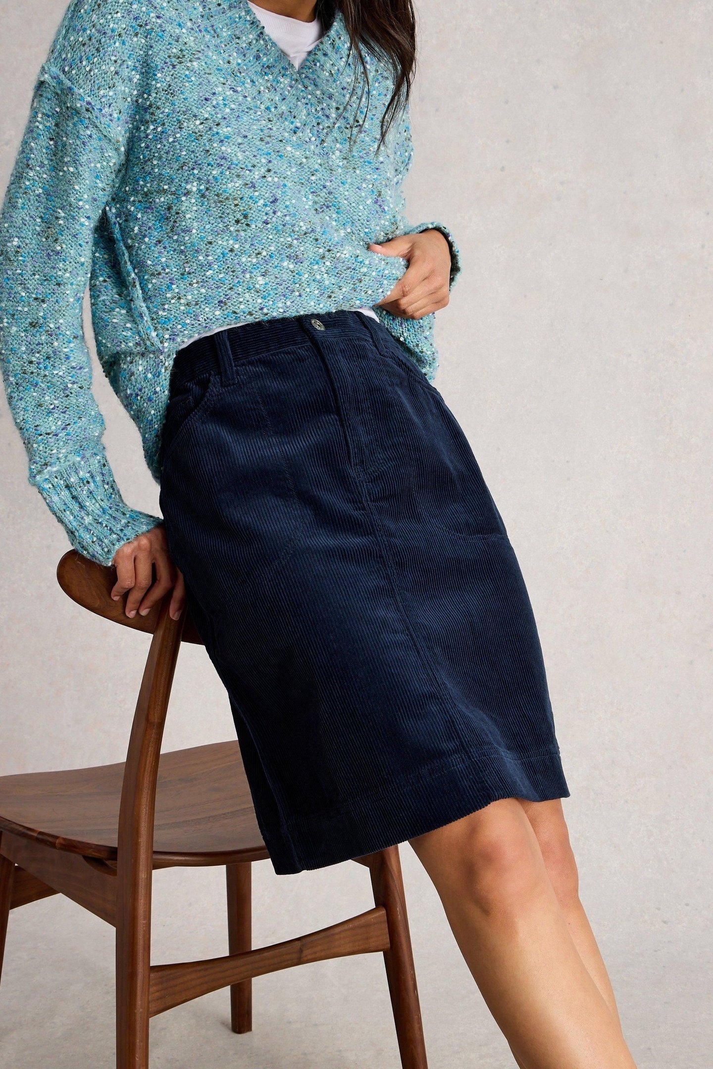 TIA CORD SKIRT DARK NAVY 5