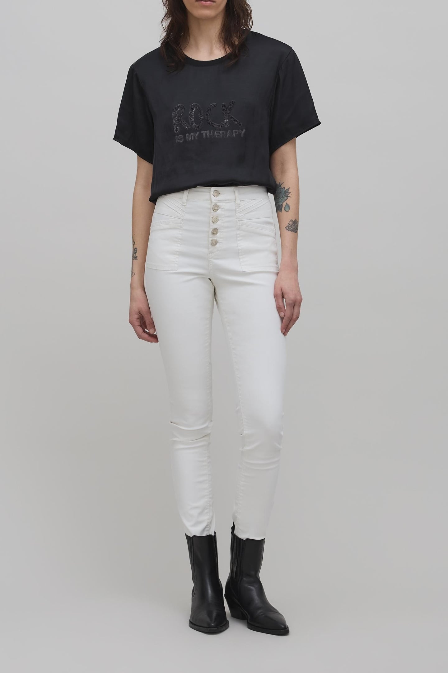 BLACK RECYCLED POLYESTER SEQUIN EMBROIDERED 1