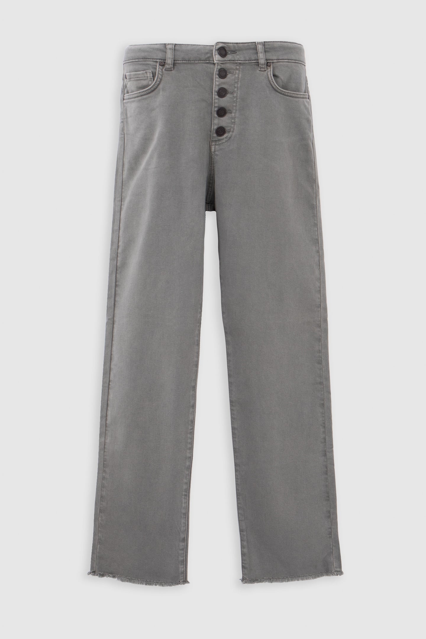 WATERLESS GREY STRAIGHT JEANS BUTTONED WITH FRAGÉ BOTTOMS 7