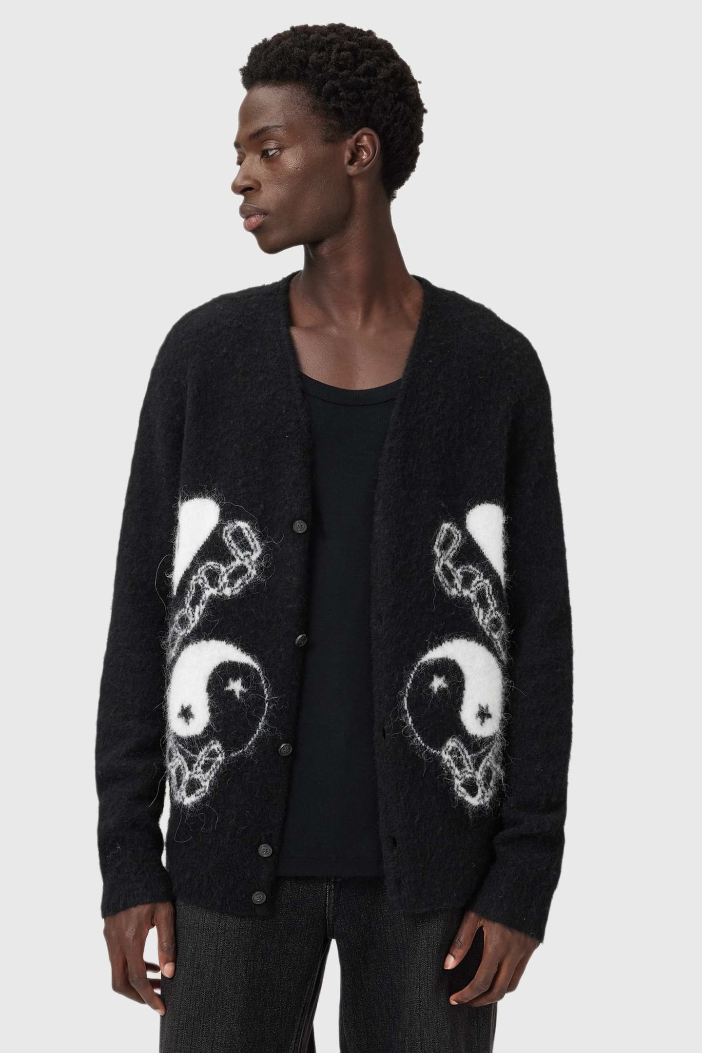 REFLECTION CARDIGAN BLACK/CHALK WHITE 1
