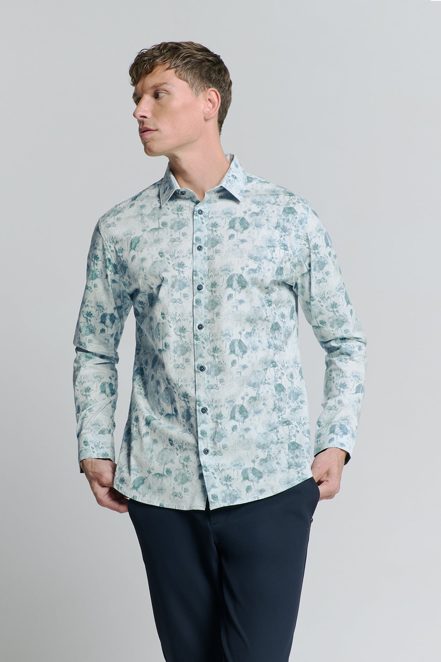 SHIRT STRETCH ALLOVER PRINTED CHALK 2