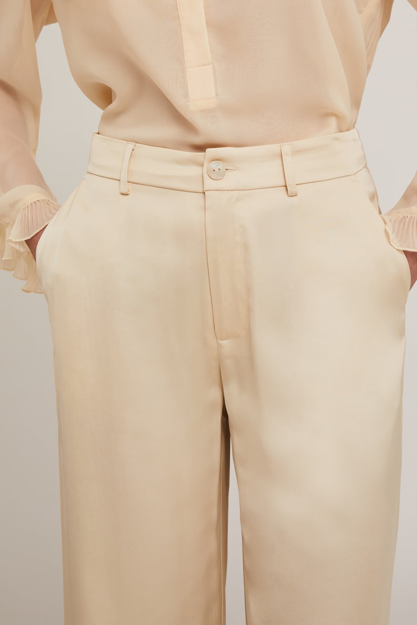 SATIN PALAZZO TROUSERS BEIGE 5