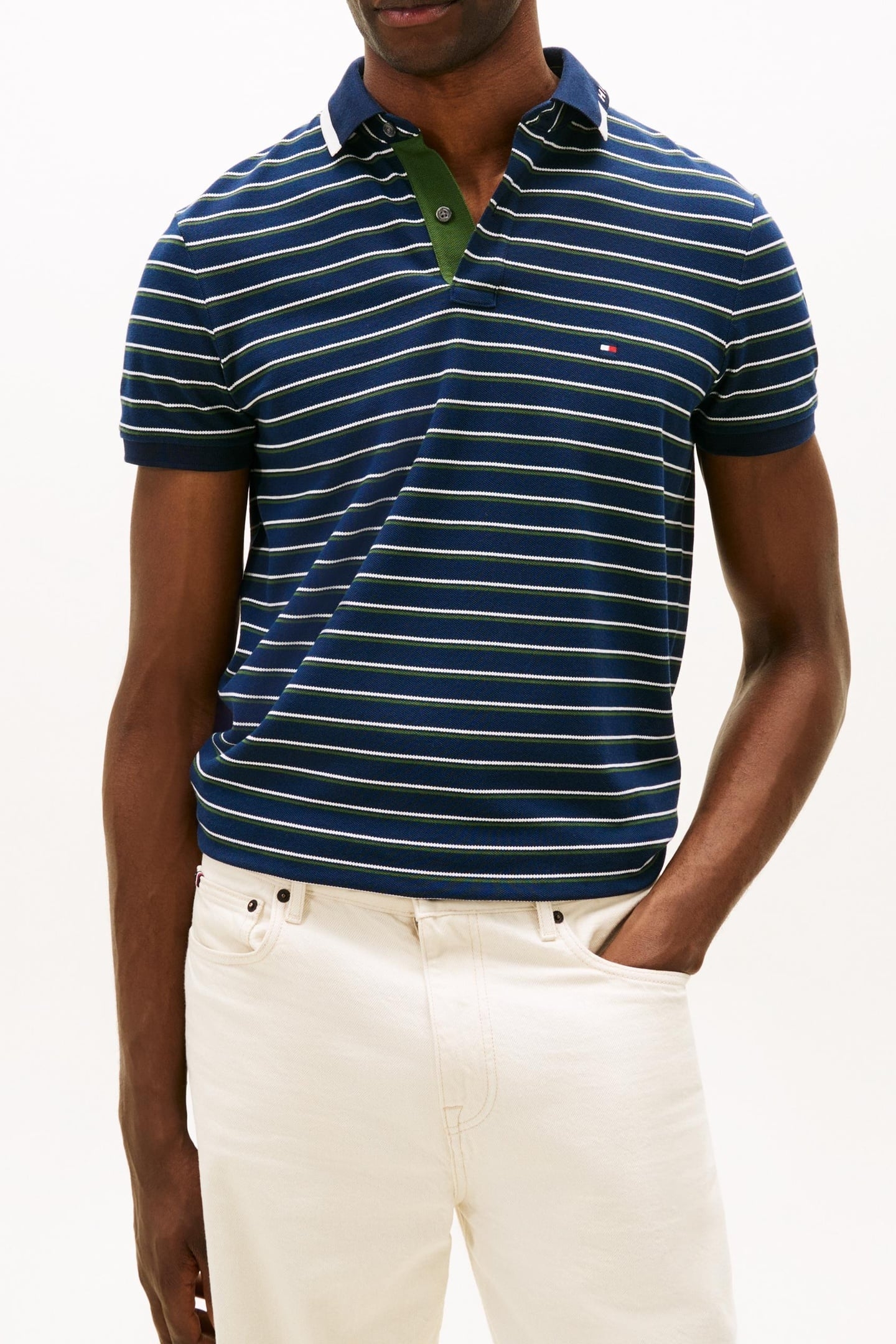 PIQUE GRAFIC COLLAR POLO DARK NIGHT NAVY/ARTIC SPRUCE 1