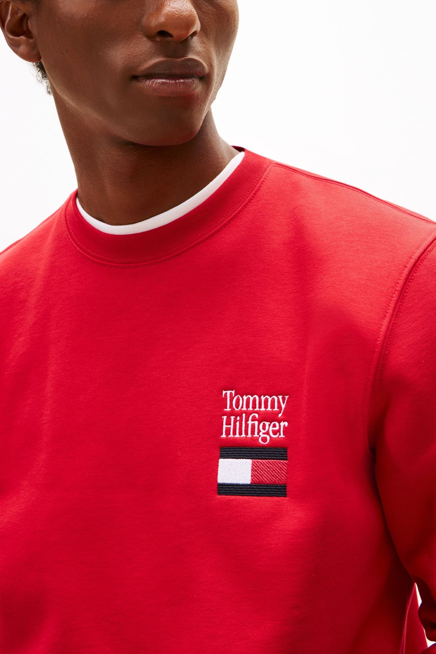TOMMY EMBRO FLAG SWEATSHIRT MEDIUM RED 5