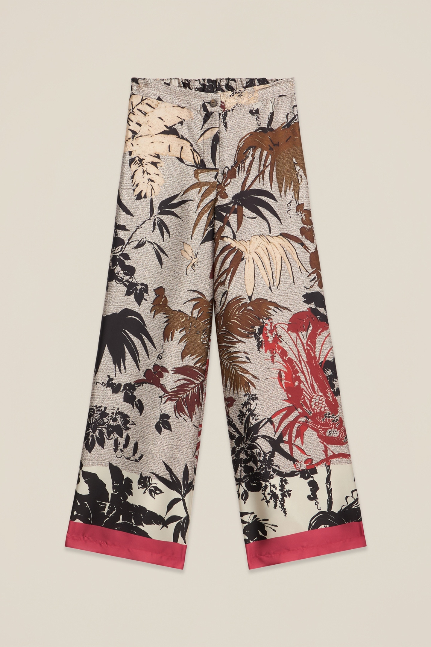 PATTERNED SATIN PALAZZO PANTS BEIGE 3