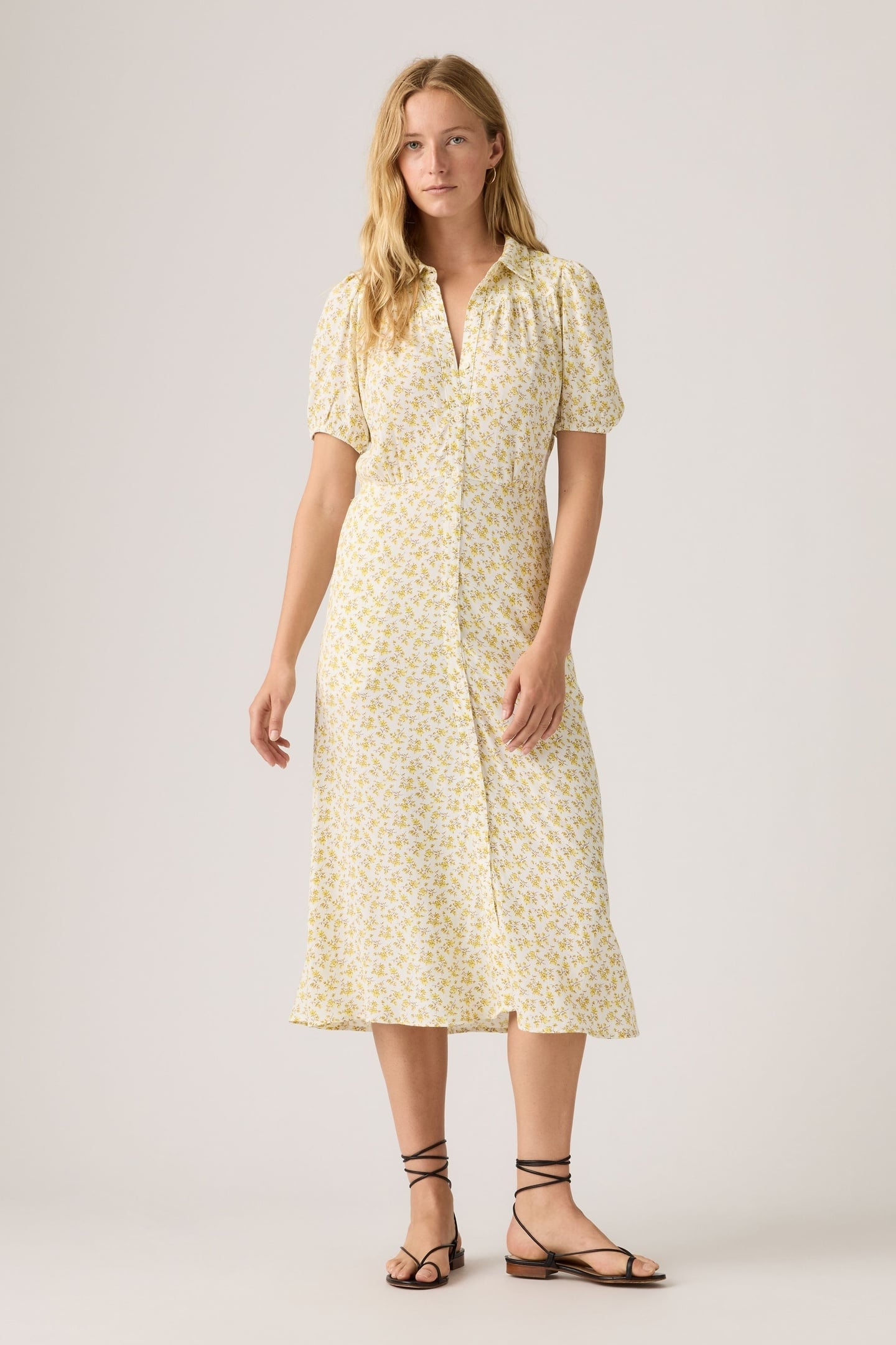 ROSA SHORT SLEEVE MIDI DRESS YELLOW 2