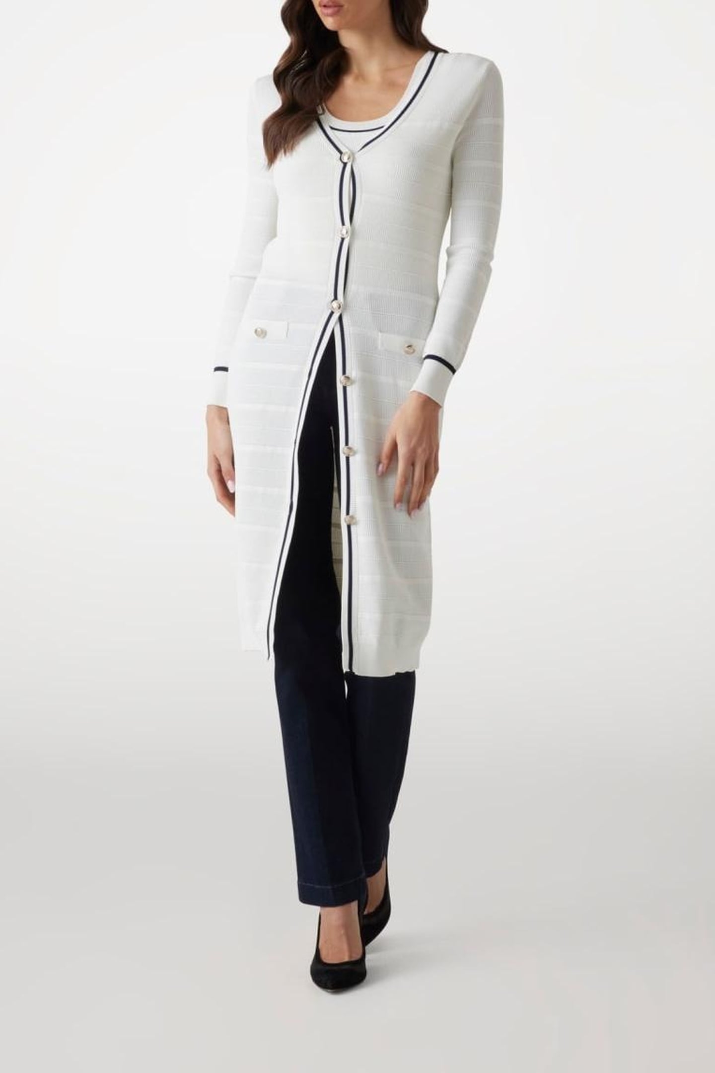 MARCIANO BY GUESS ADA LONG CARDI SWEATER MACADAMIA 1