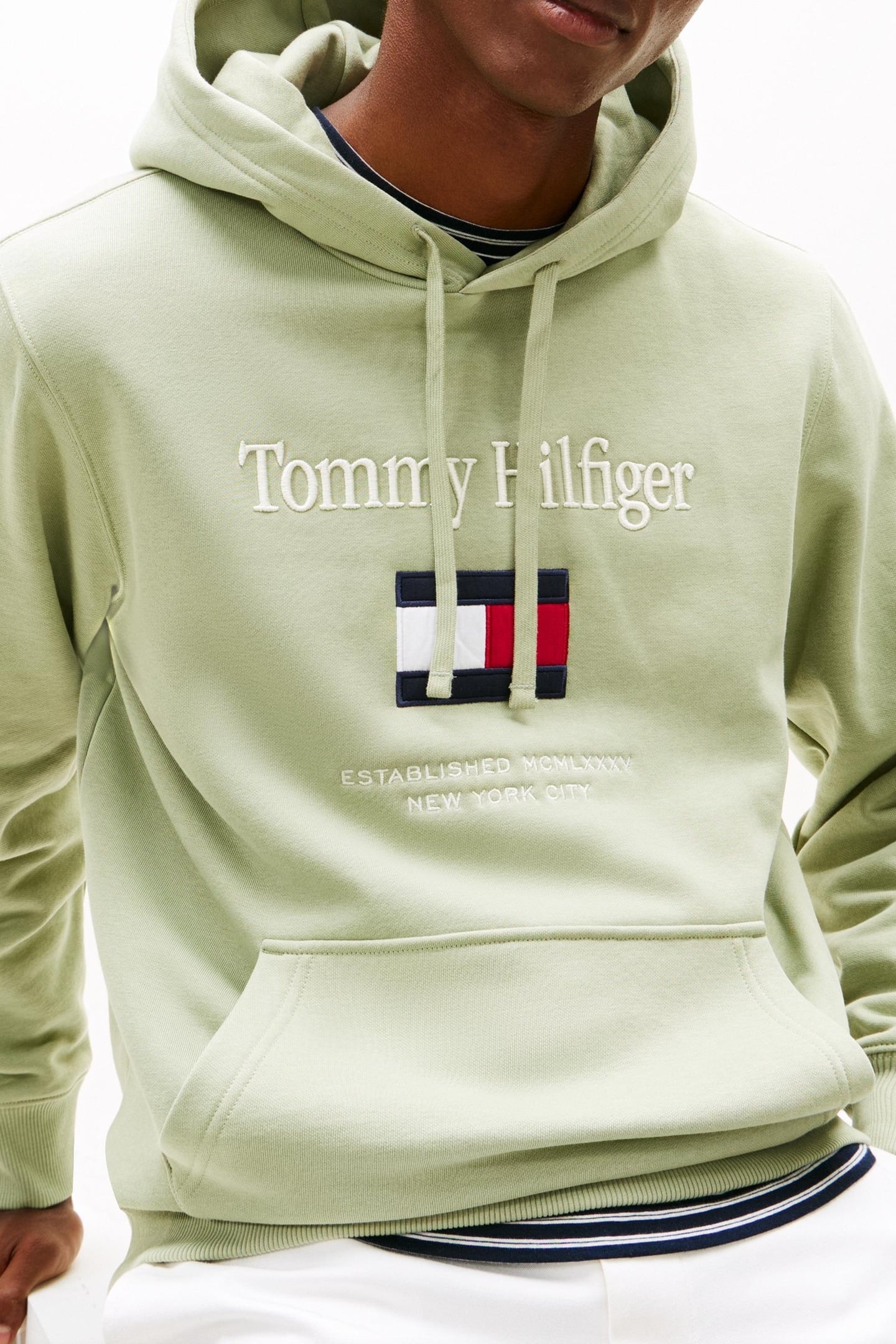 TOMMY EMBRO FLAG HOODIE EARTH SAGE 2